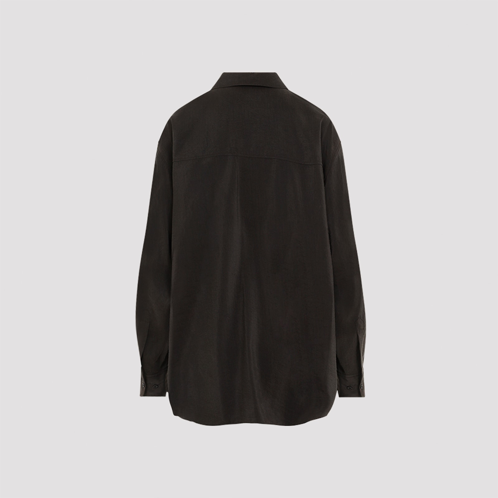 Shop Lemaire Long Shirt With Tie In Dark Espresso