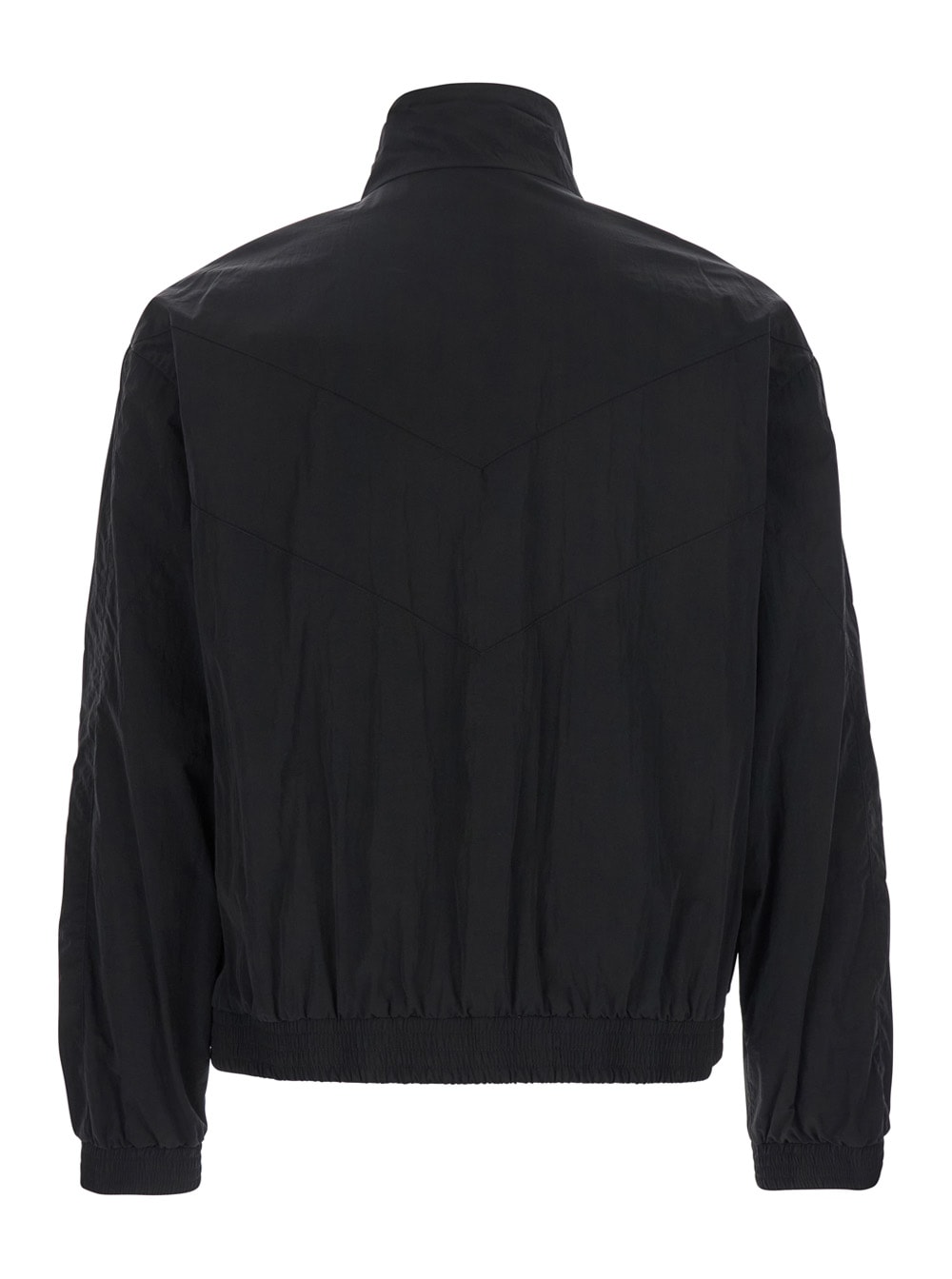 Saint Laurent Black Jacket With High Neck And Logo Lettering On The Front In Tech Fabric Man In Nero