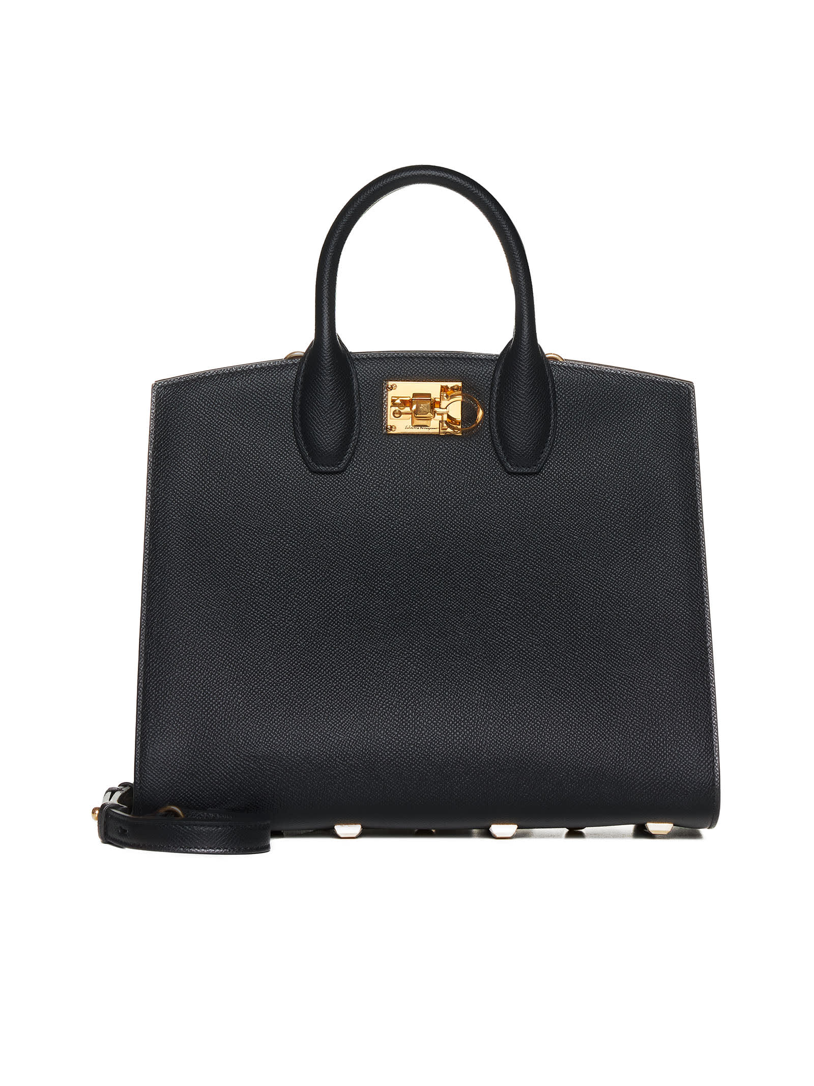 Shop Ferragamo Tote In Nero || Bonbon || Bonbon