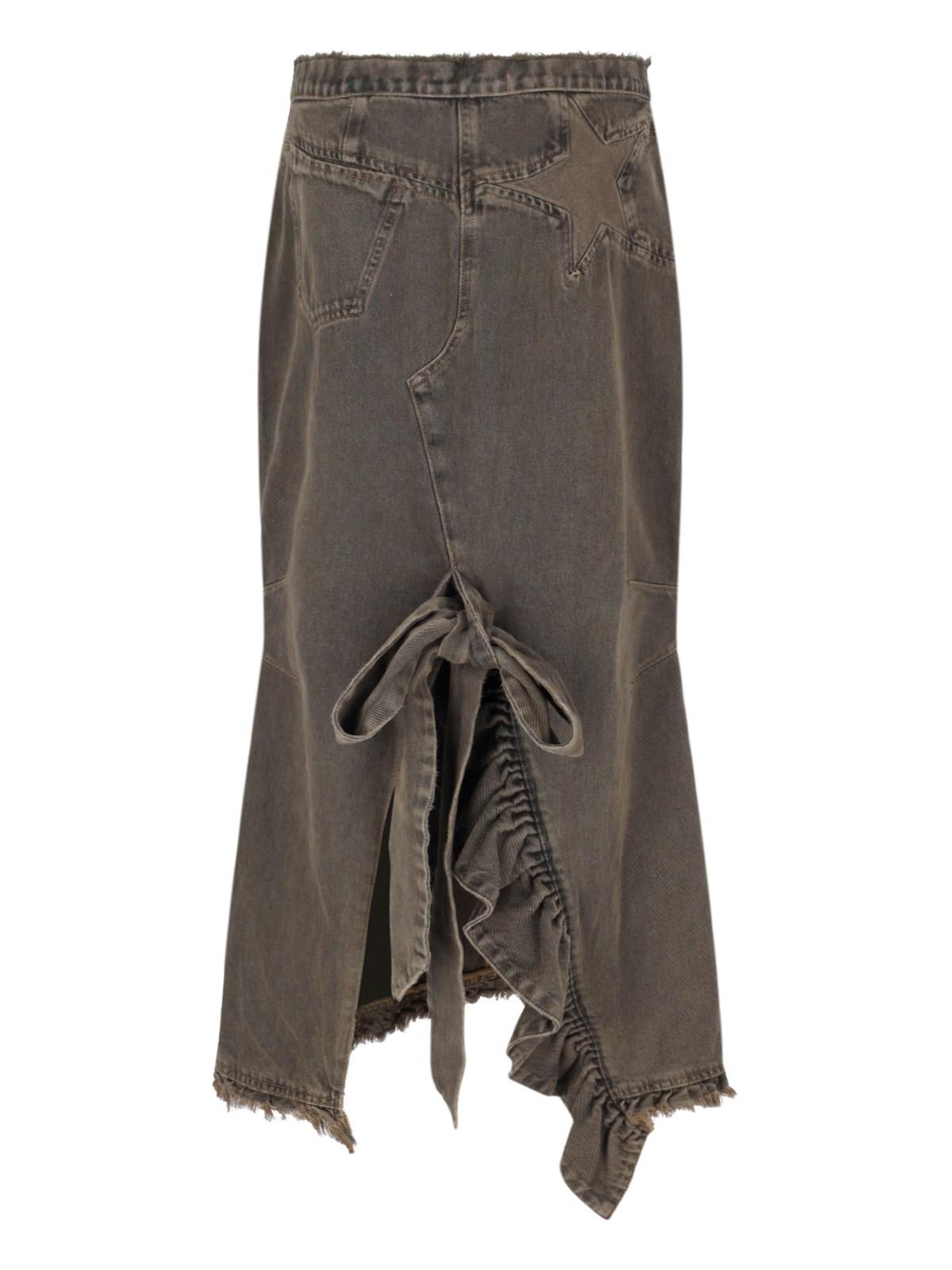 Shop Cormio Maxi Denim Skirt In Brown Dye