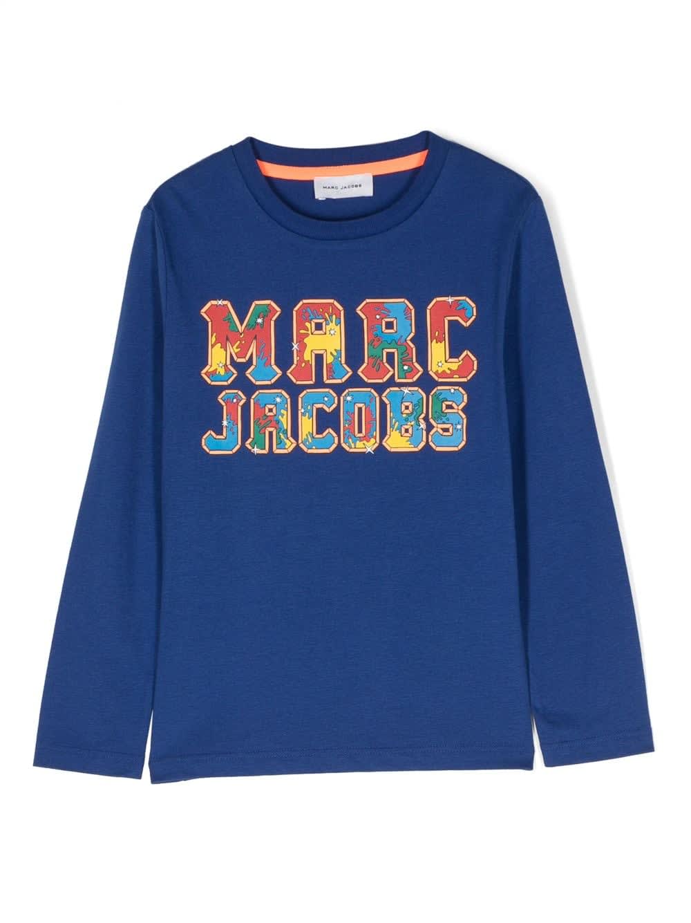 Shop Little Marc Jacobs Marc Jacobs T-shirt Blu Royal In Jersey Di Cotone Bambino