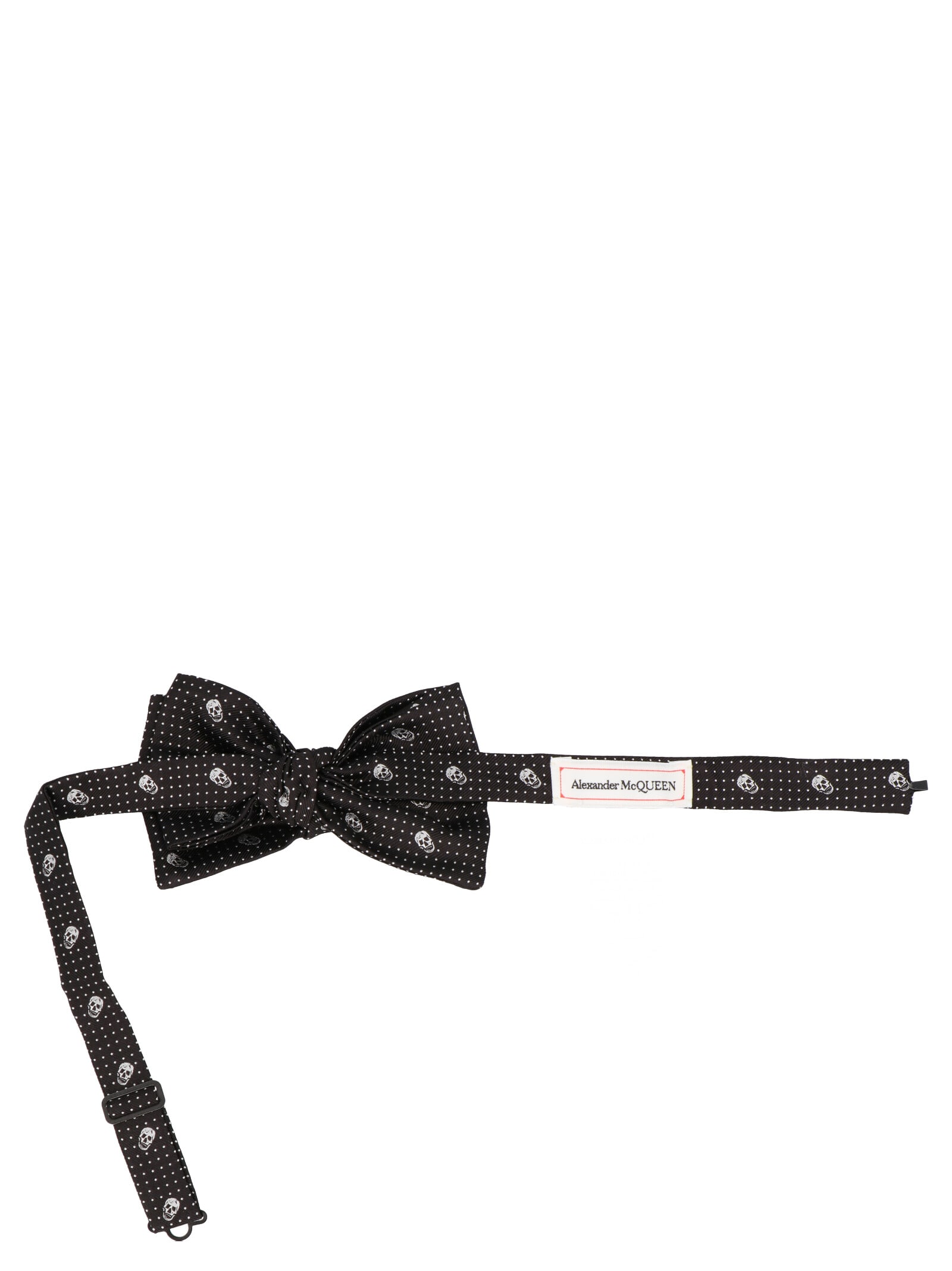 Shop Alexander Mcqueen Skull Polka Bow Tie In White/black