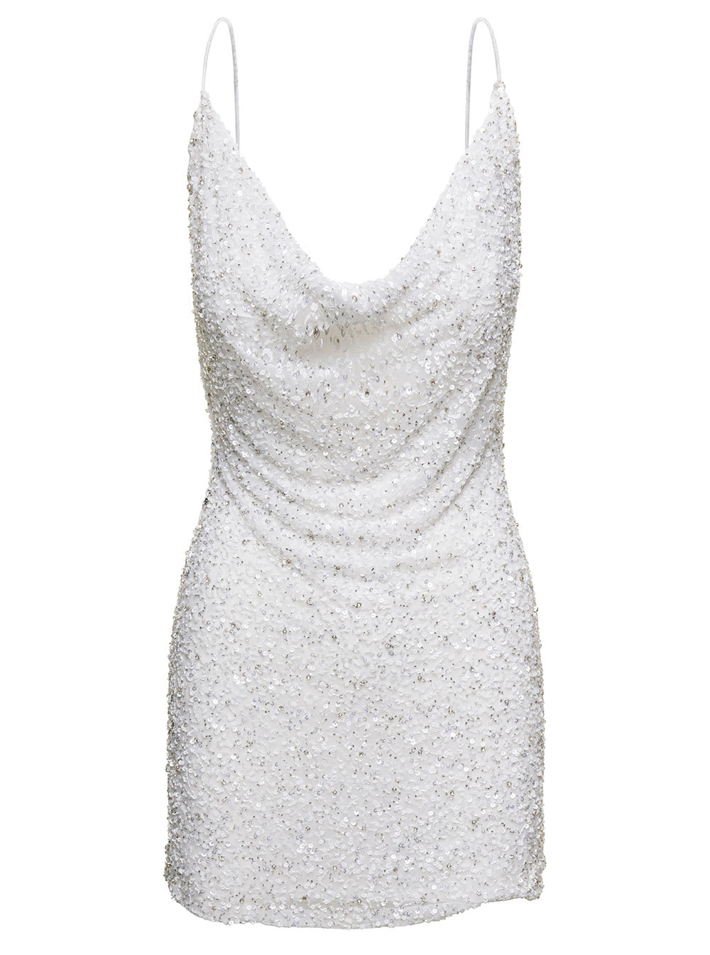 Retroféte Mich Sequined Cowl-neck Cocktail Dress In White