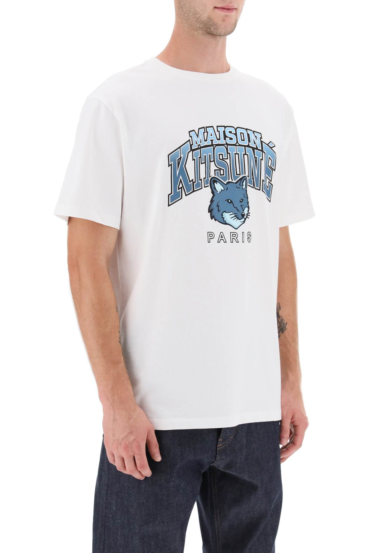 Shop Maison Kitsuné T-shirt With Campus Fox Print