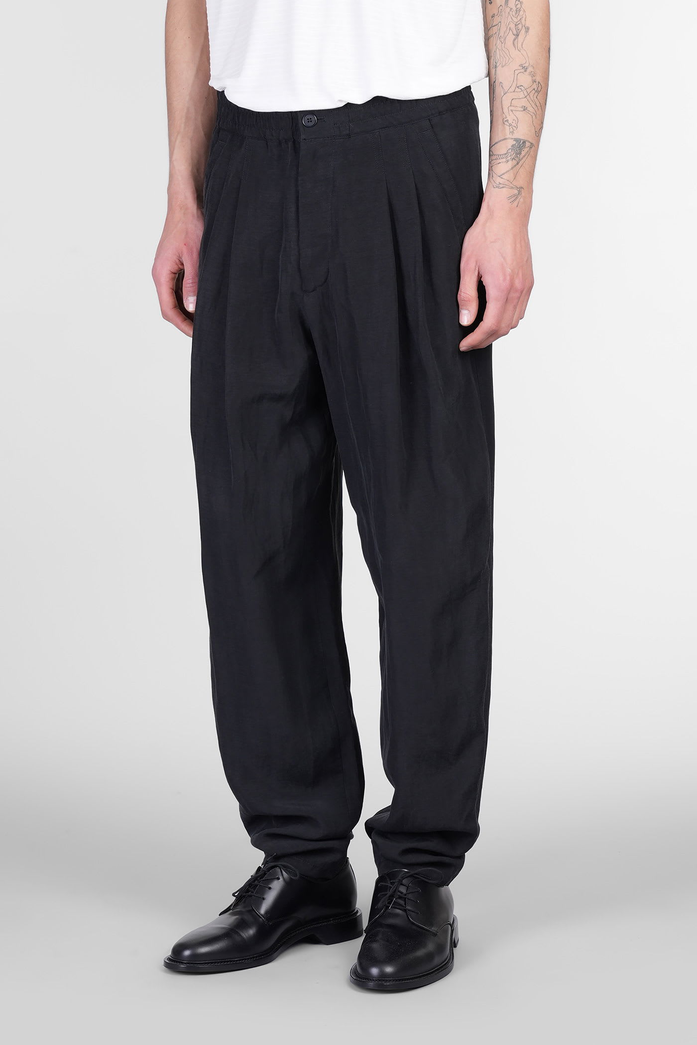 Giorgio Armani Pants In Black Linen
