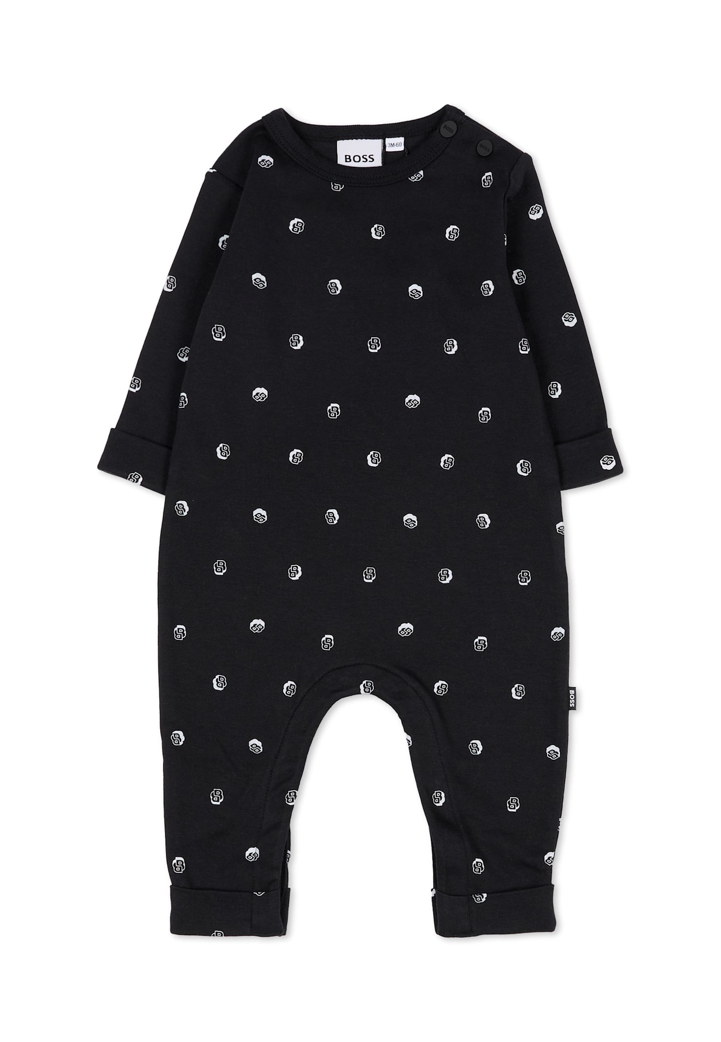 Hugo Boss Blue Babygrow Set For Baby Boy With Logo In Black