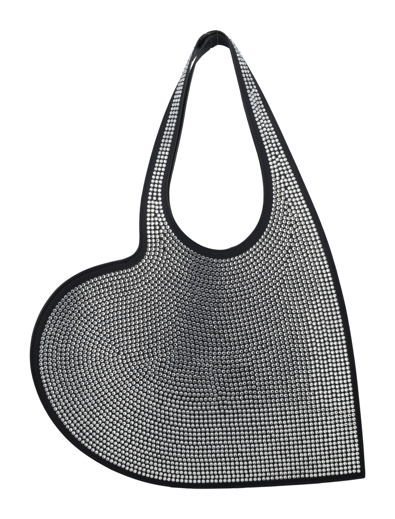 Coperni Heart Tote Bag With Crystals In Black Silver Crystal