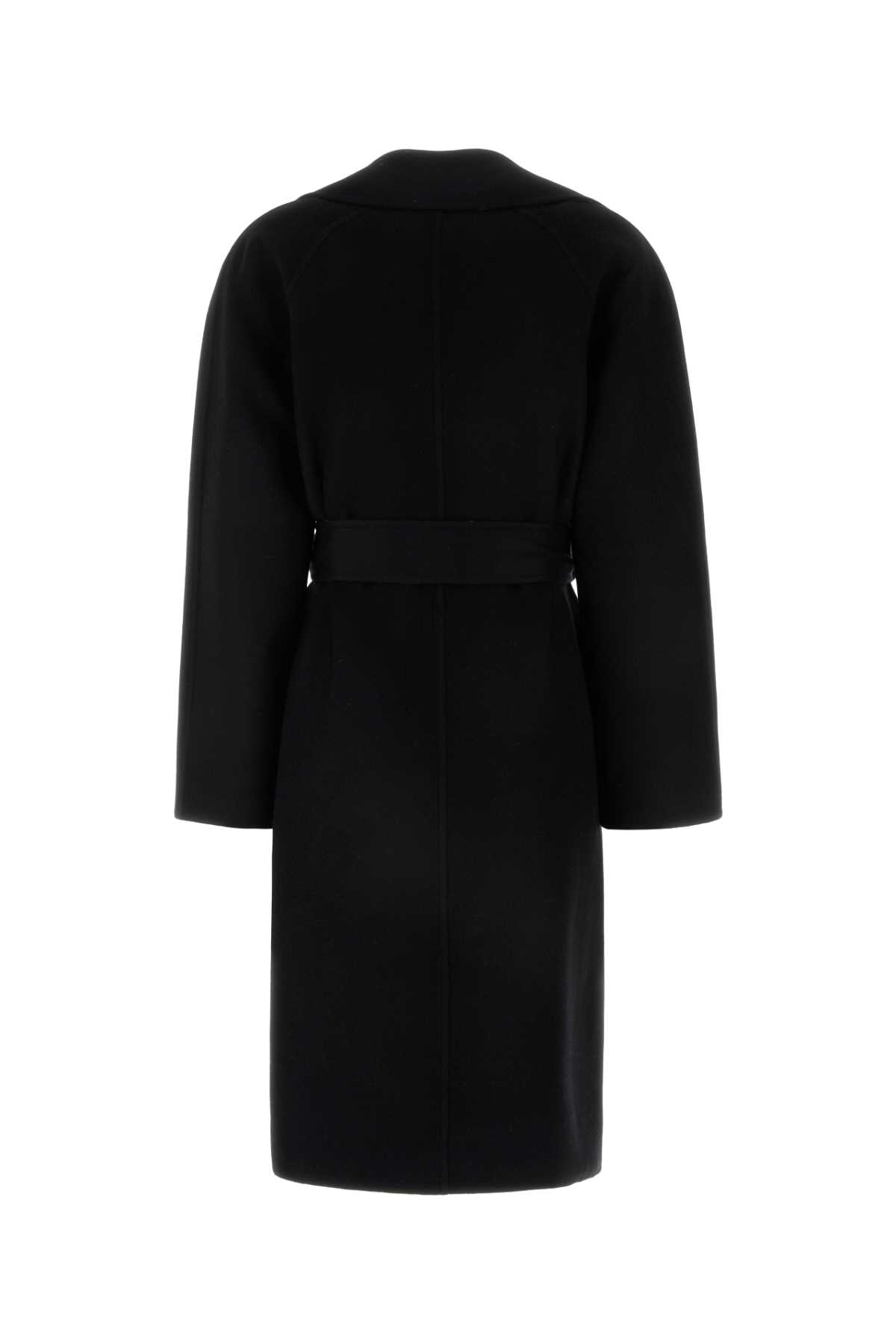 Shop Burberry Black Wool Reversible Coat