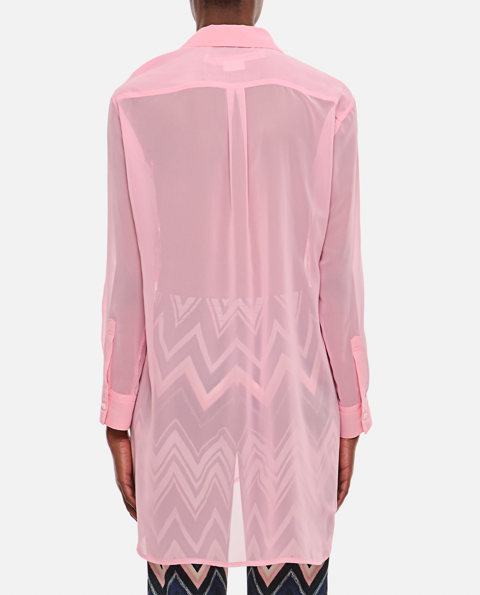 Shop Comme Des Garçons See-trough Georgette Shirt In Pink