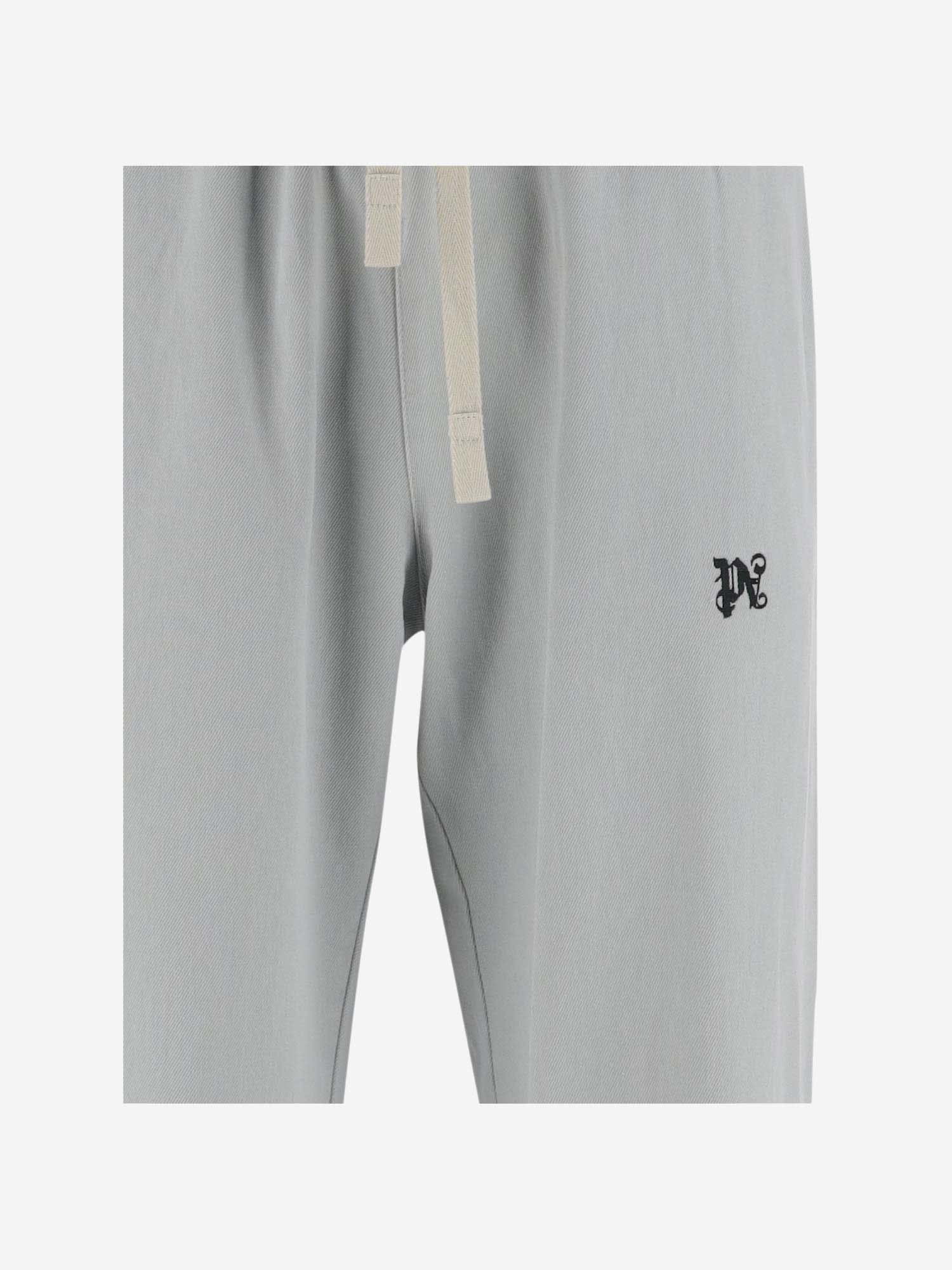 Shop Palm Angels Cotton Blend Track Pants With Logo In Grey
