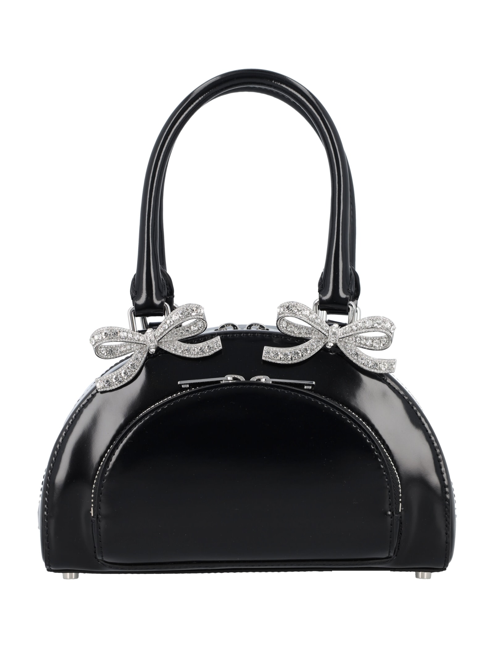 Shop Self-portrait Curved Mini Tote In Black