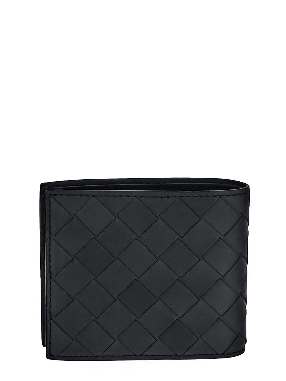 Shop Bottega Veneta Intreccio Bi-fold Wallet In Black