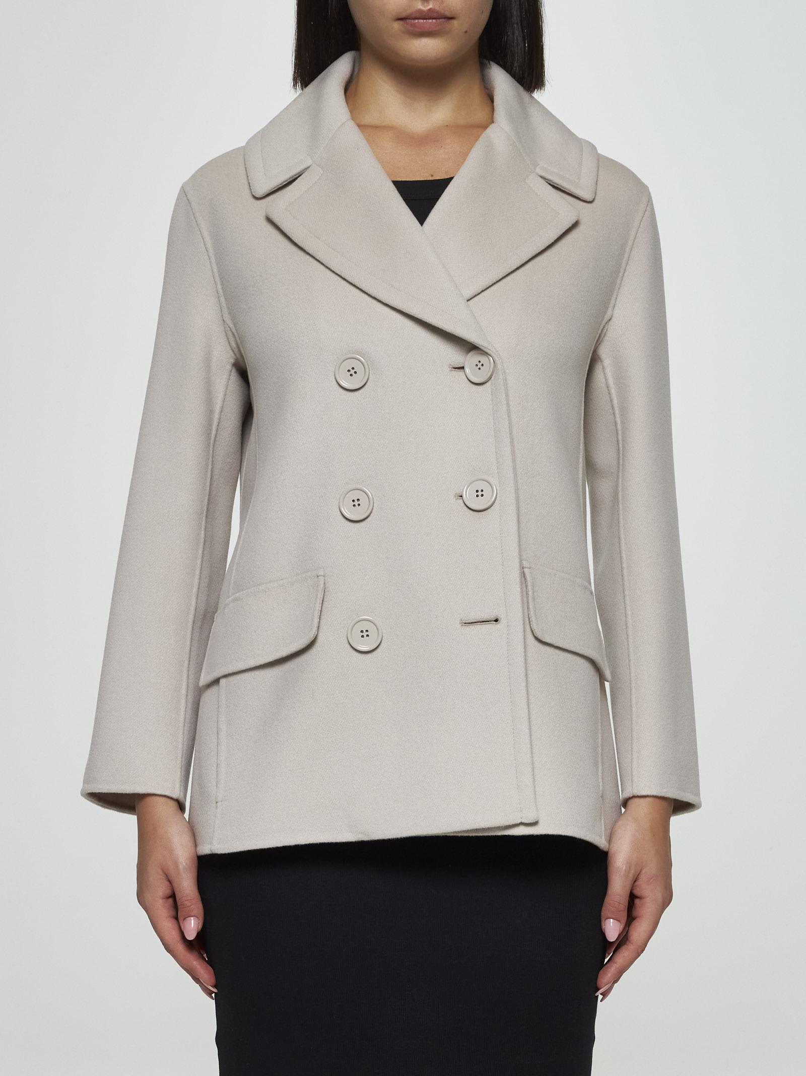 Shop 's Max Mara Efebo Wool Peacoat In Ecru