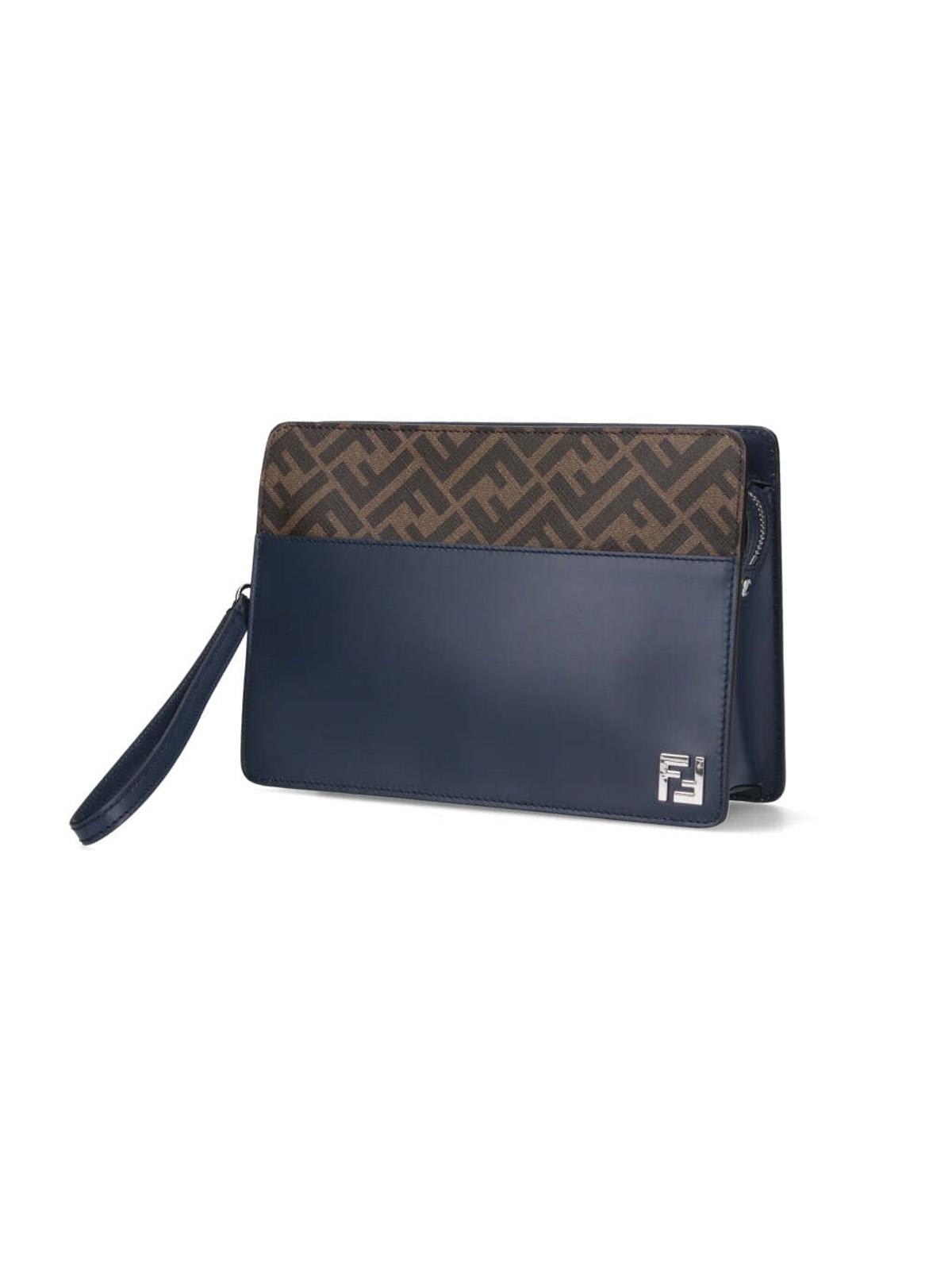 Shop Fendi Pouch Squared Ff In Navy