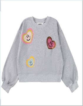 Molo Grey Sweatshirt For Girl With Hearts In Gray