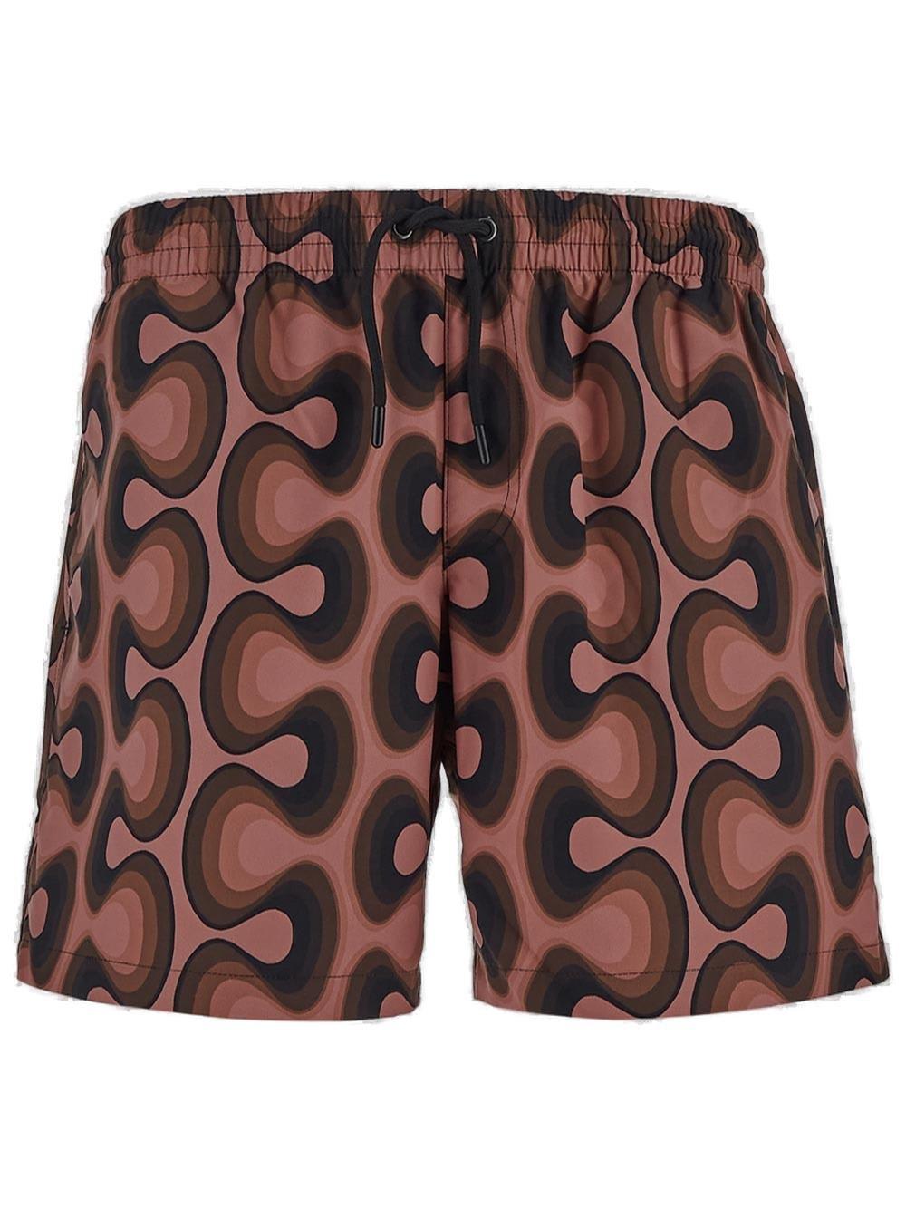 Shop Dries Van Noten Graphic-printed Swim Shorts In Land