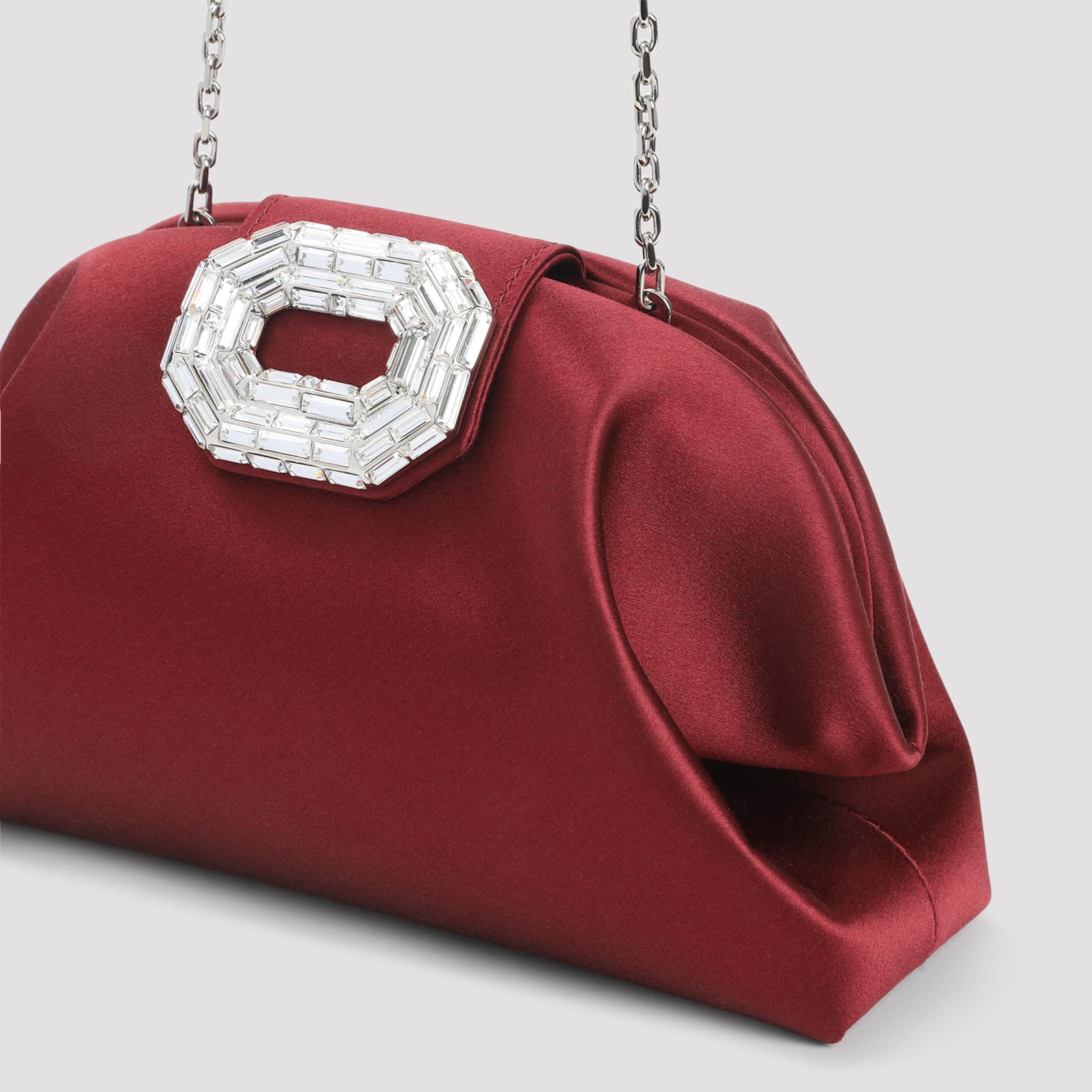Amina Muaddi Camelia Crystal-buckle Clutch Bag In Red