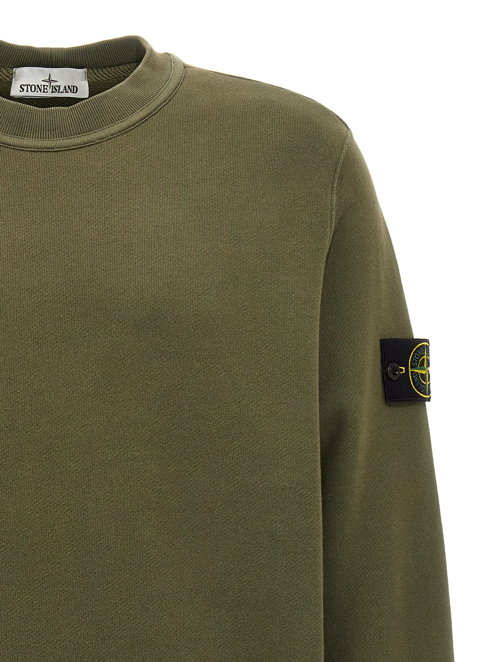 Shop Stone Island Logo Badge Sweatshirt In Green