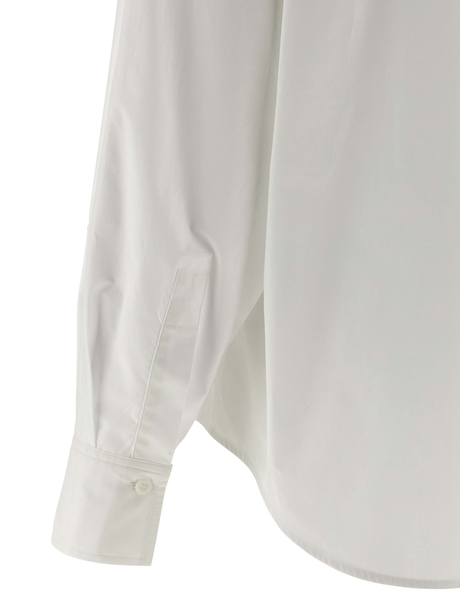 Nude Bat-sleeve Pocket Shirt In White