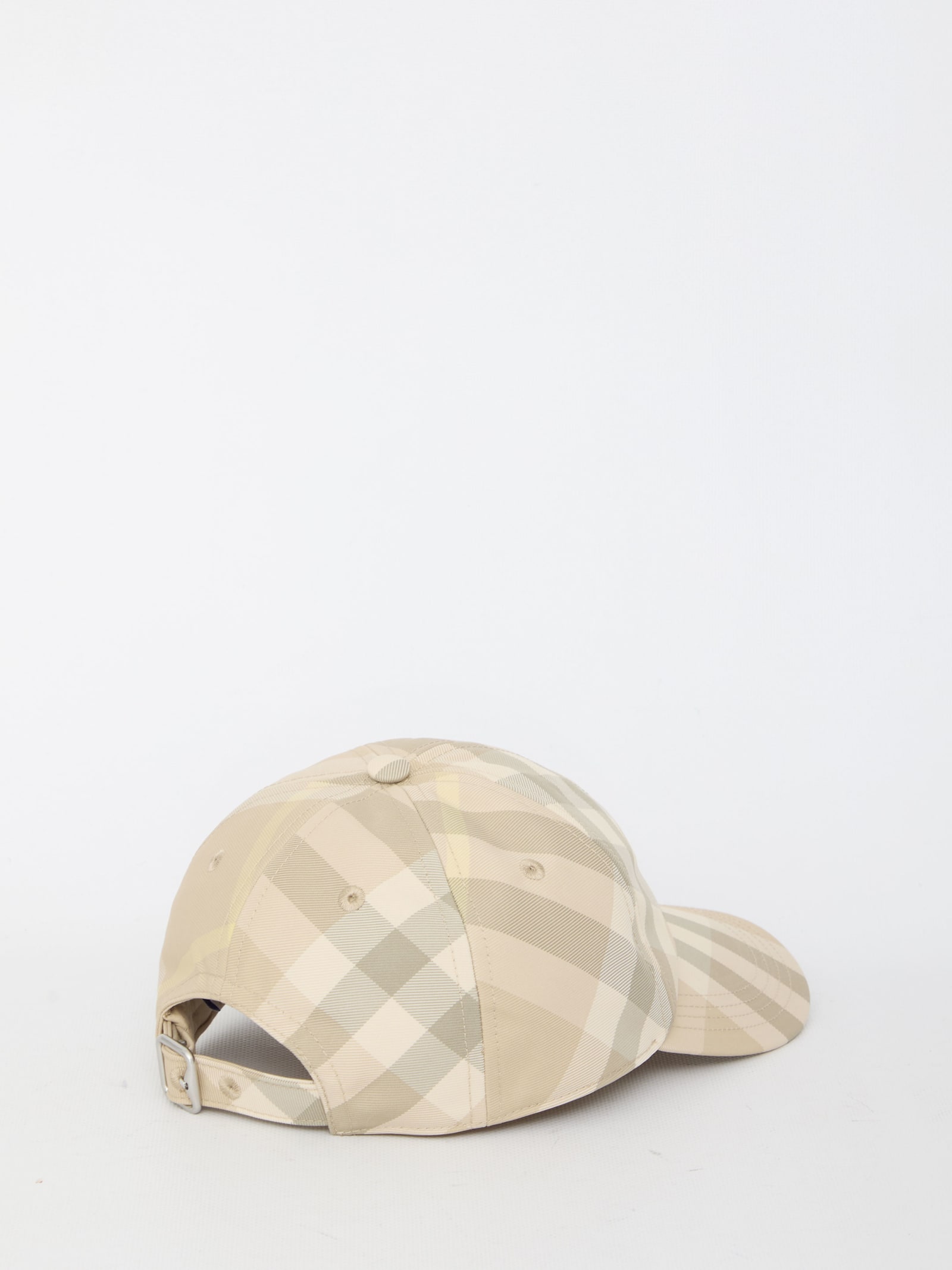 Shop Burberry Check Baseball Hat In Beige