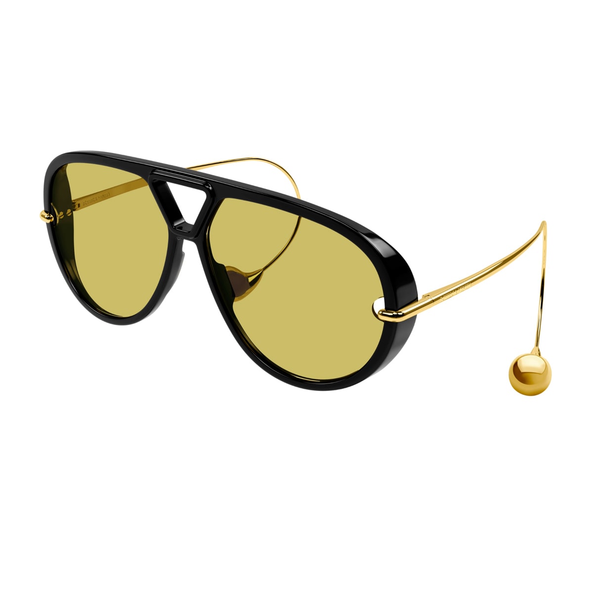 Shop Bottega Veneta Bv1273s Linea Unapologetic 003 Black Gold Yellow Sunglasses In Nero