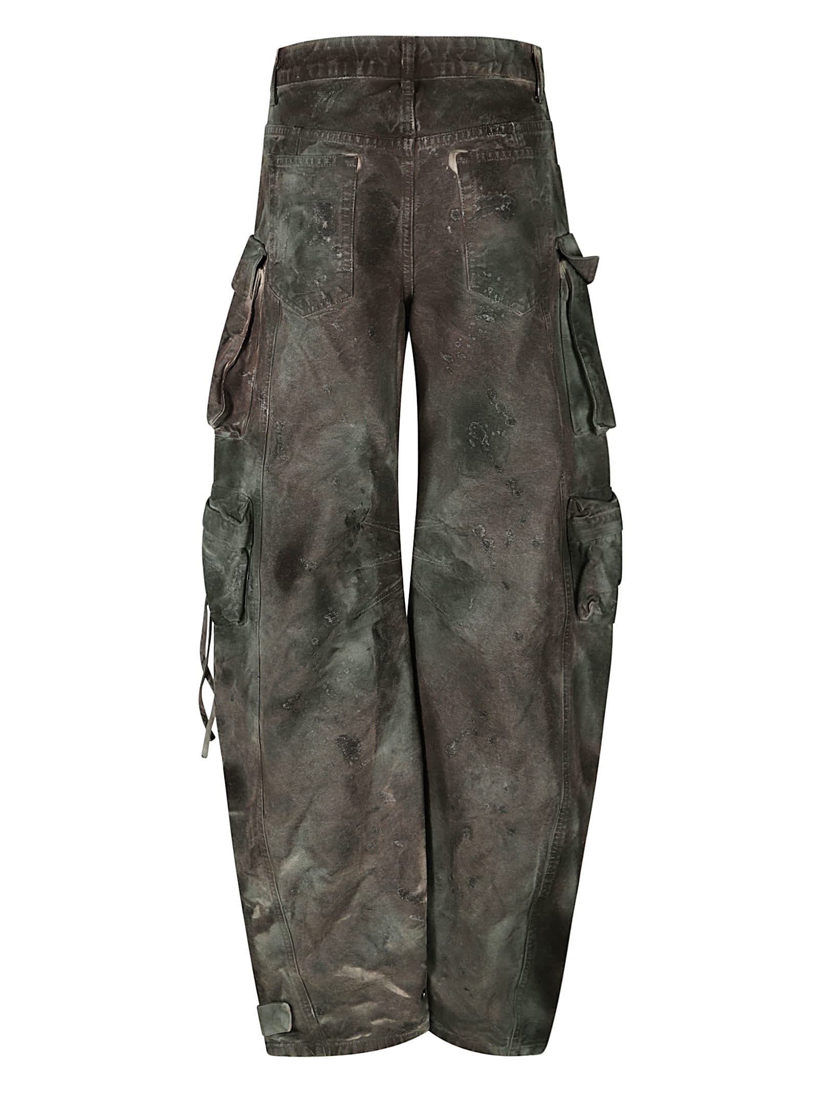 Shop Attico Fern Long Jeans In Stained Green Camouflage