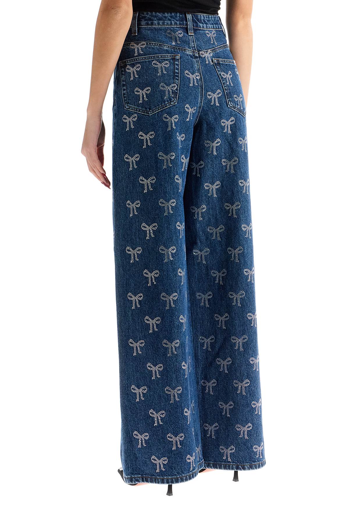 Shop Self-portrait Decorated Straight Leg Jeans In Blue (blue)