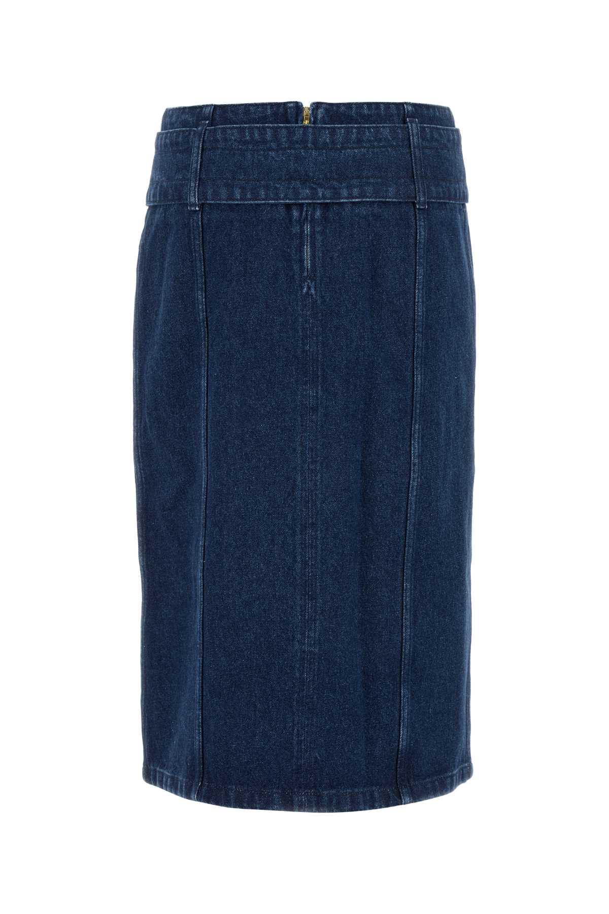 Patou Waist Belt Slit Front Denim Skirt