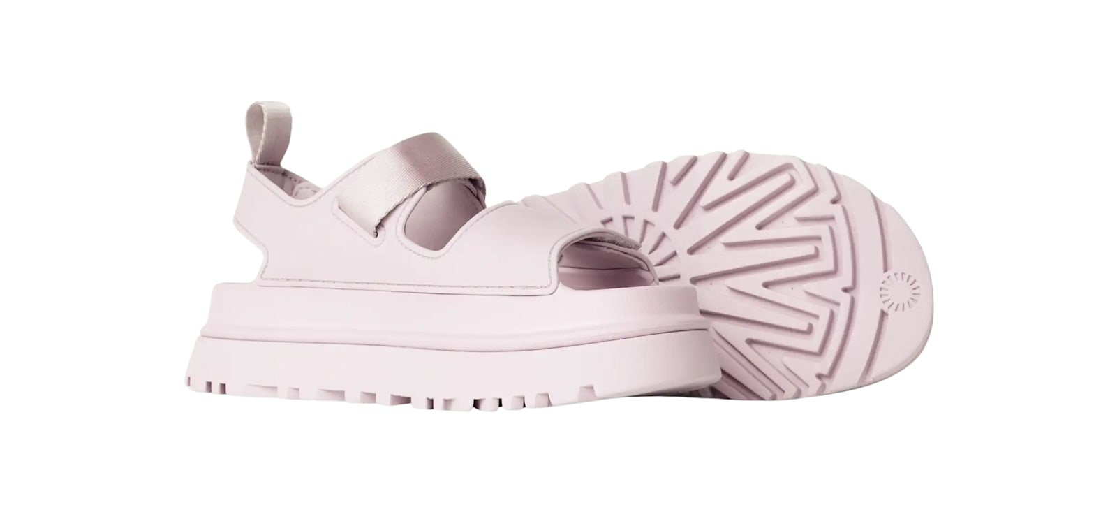 Ugg Shimmering Platform Sandals Pull Tab In Bay Fog