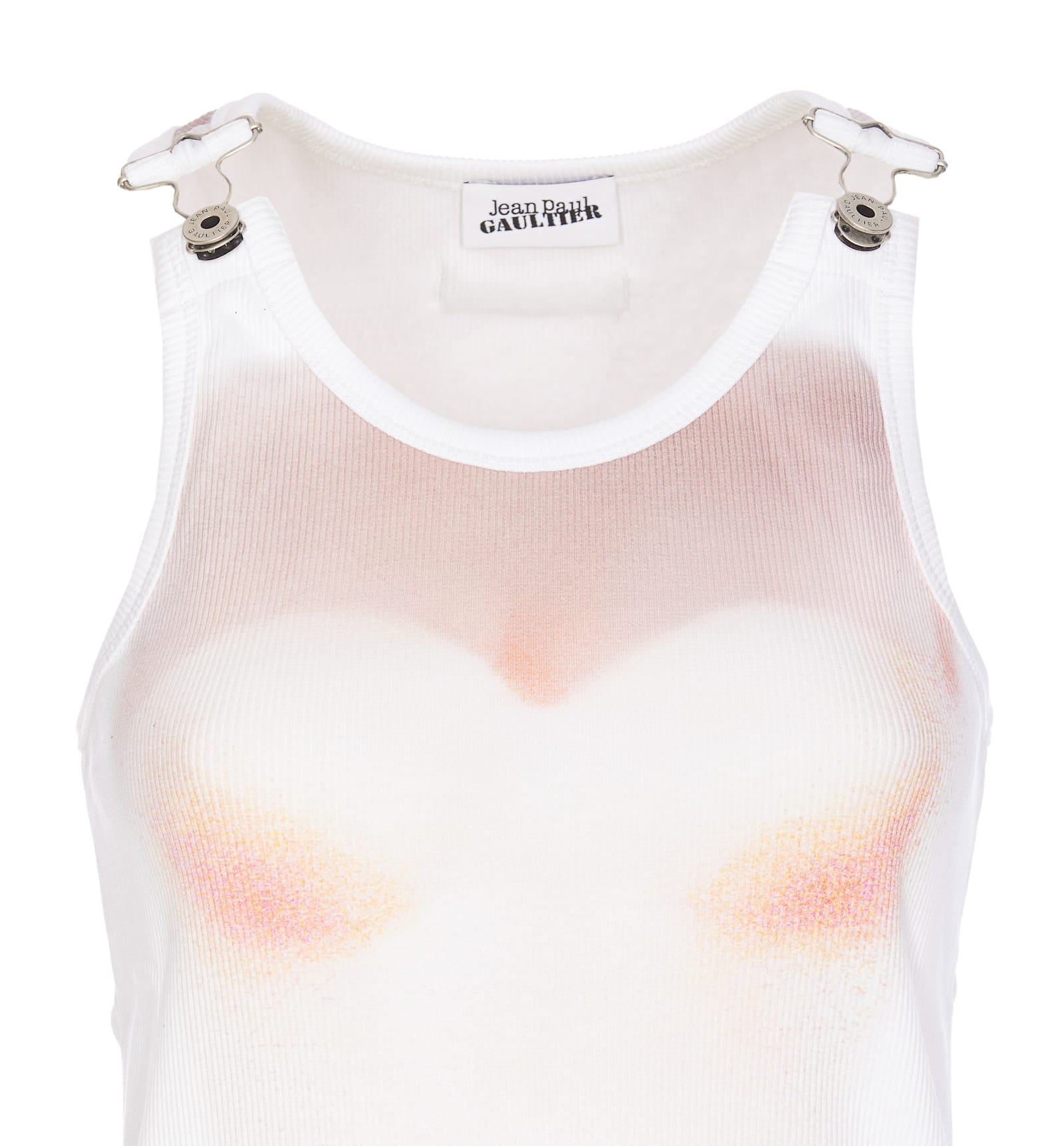 Jean Paul Gaultier Sheer Mesh Top Featuring Graphic Print
