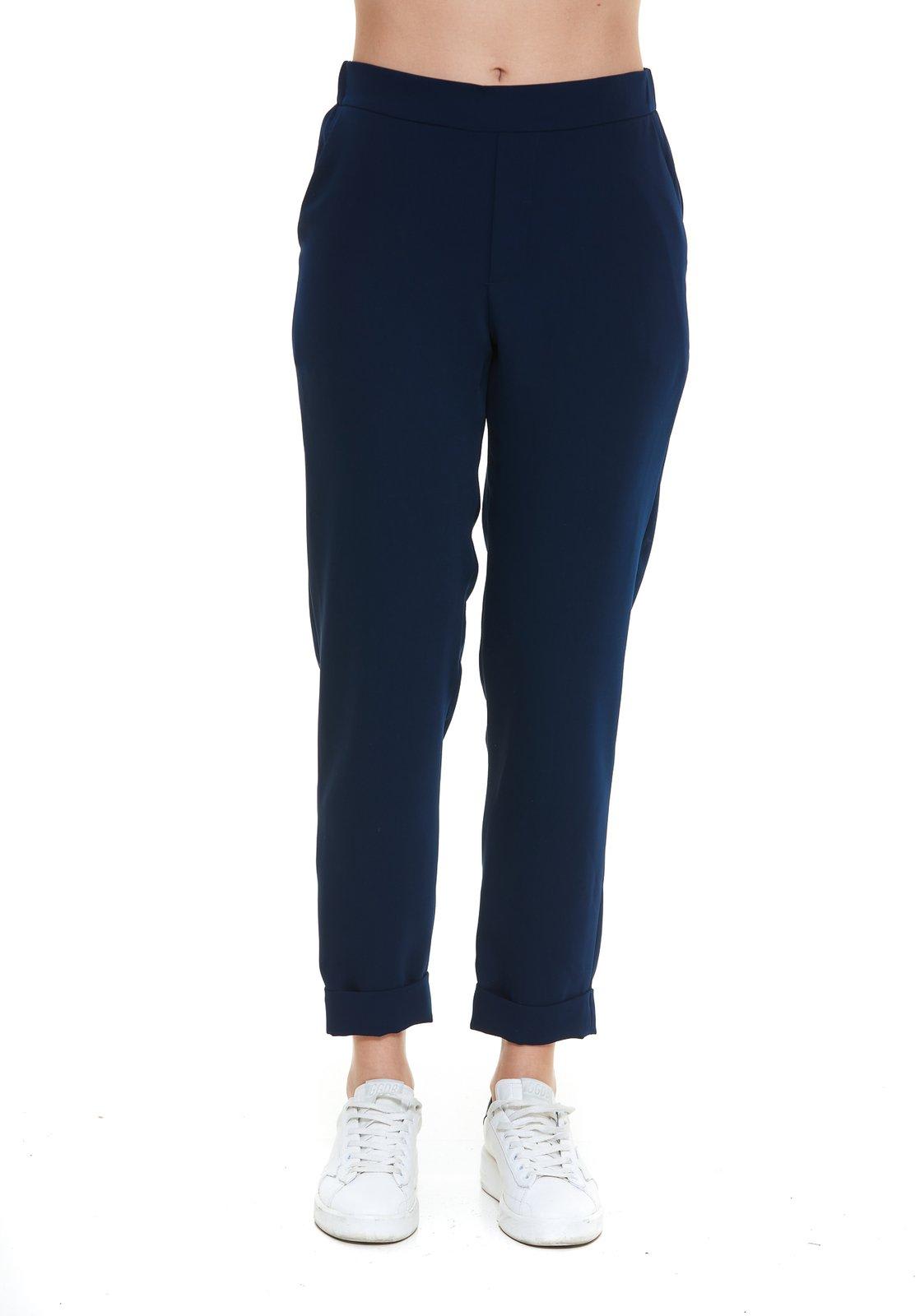 P.a.r.o.s.h Elastic Waist Cropped Trousers In Navy