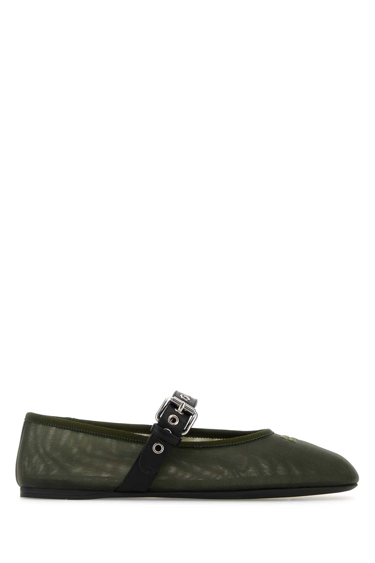 Miu Miu Olive Green Mesh Ballerinas