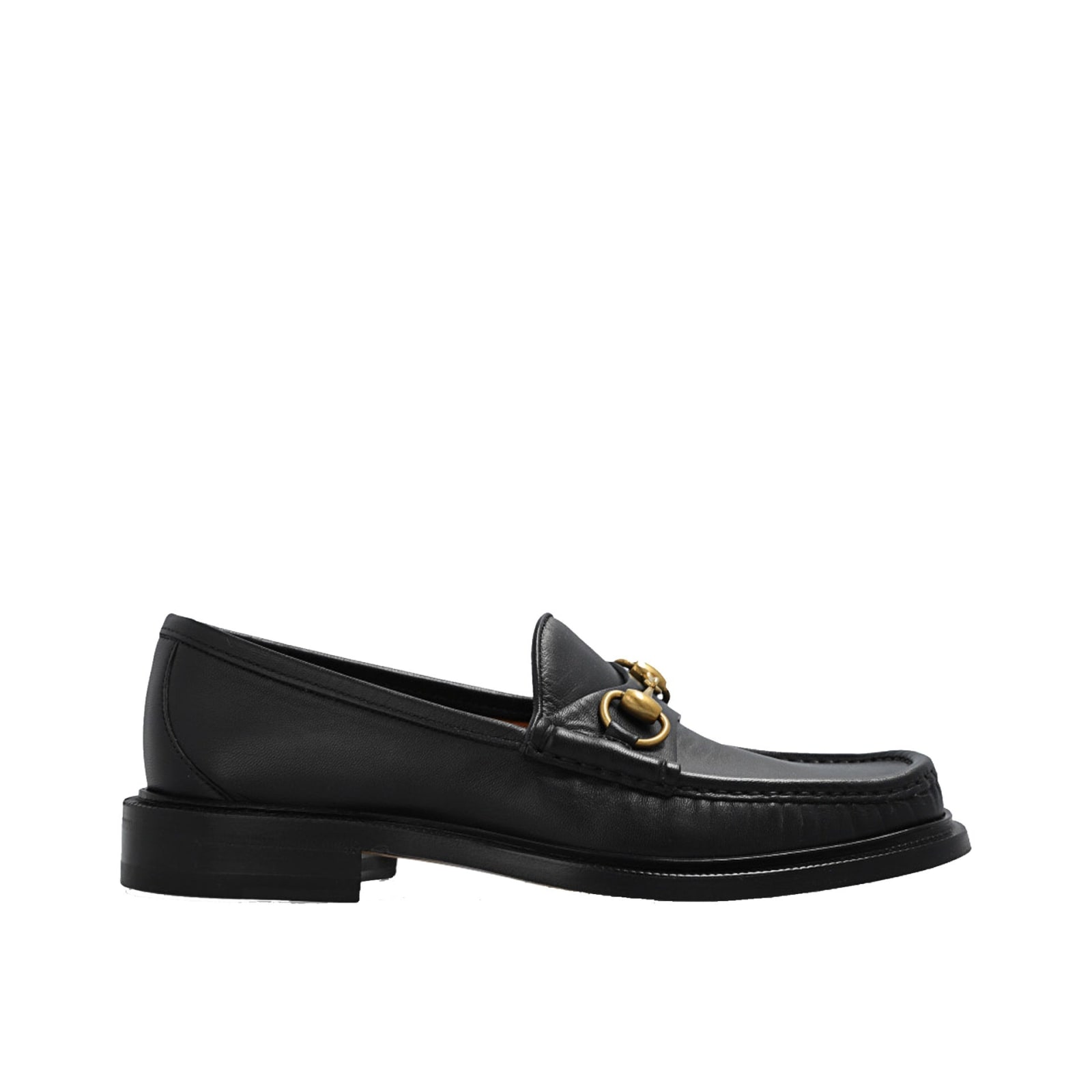 Gucci Horsebit Almond-toe Loafers In Black