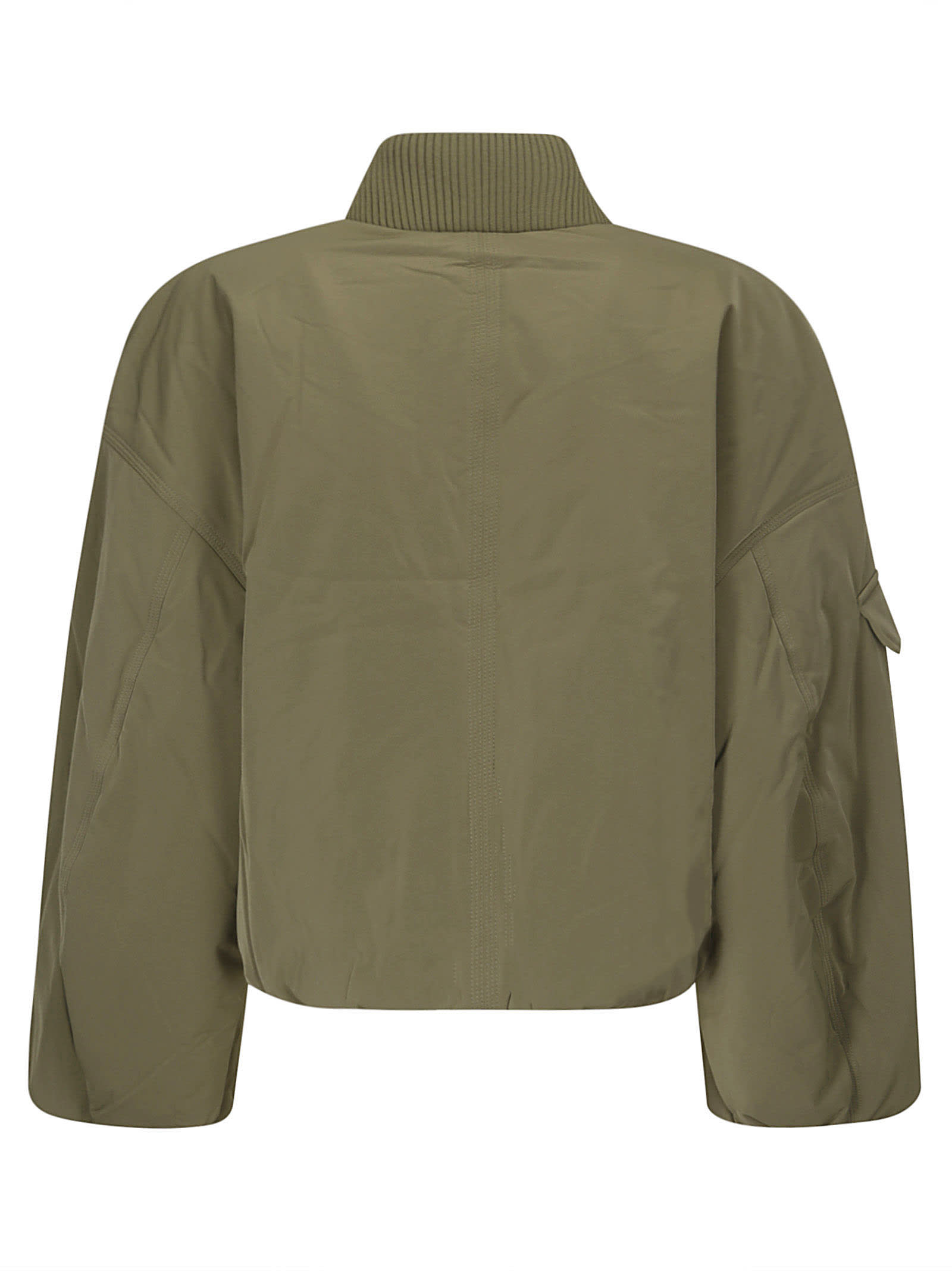 Shop Ganni Light Twill Oversized Short Bomber Jacket In Kalamata