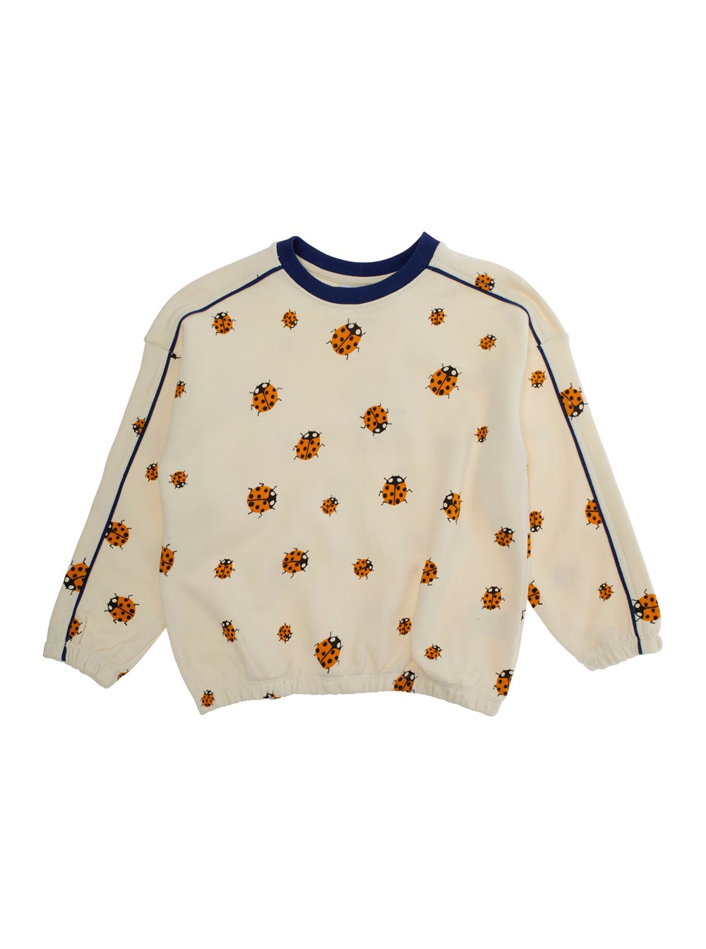 Shop Mini Rodini White Sweatshirt With All-over Ladybugs Embroidery In Cotton Girl