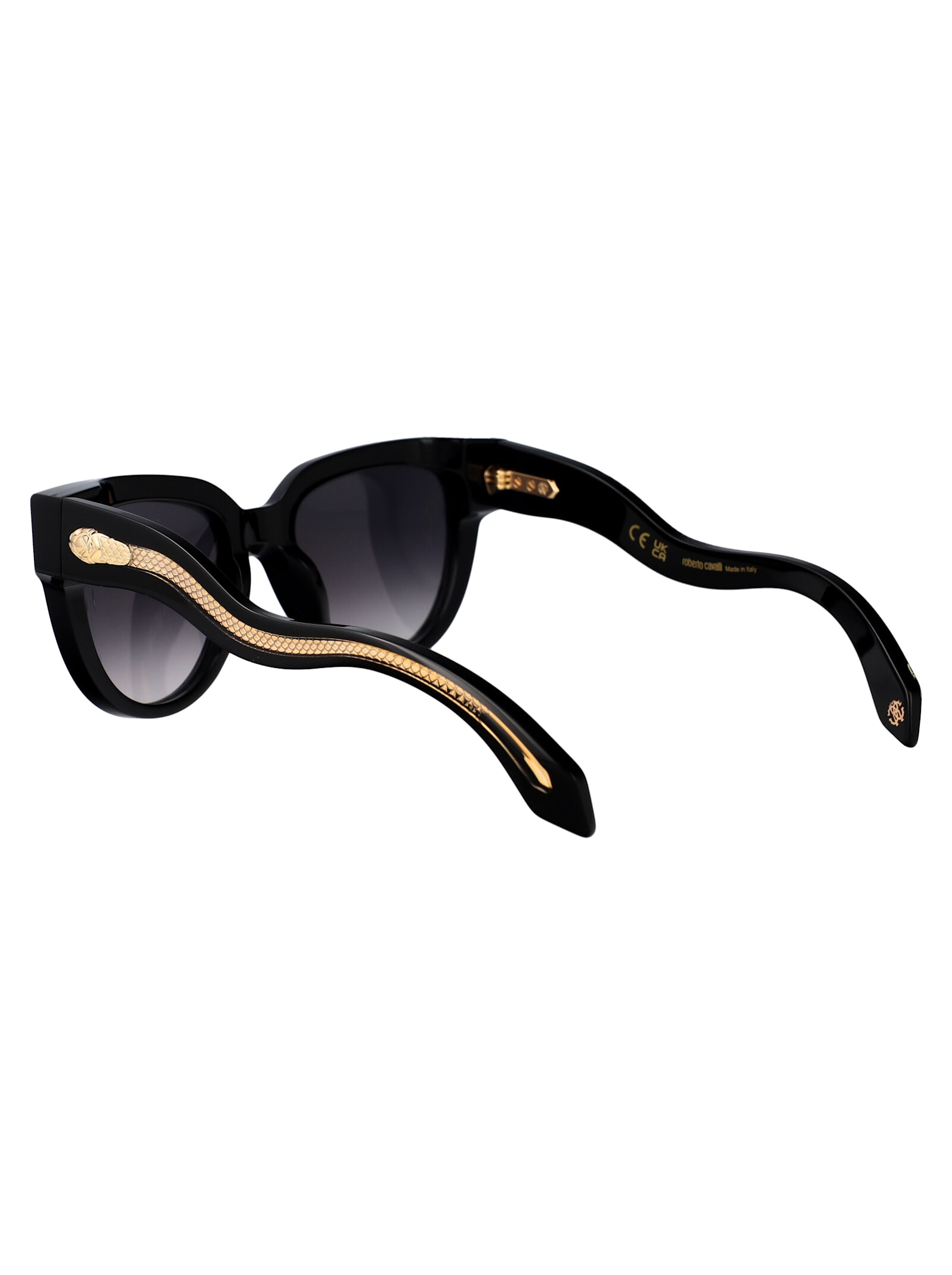Shop Roberto Cavalli Src054 Sunglasses In Nero Lucido
