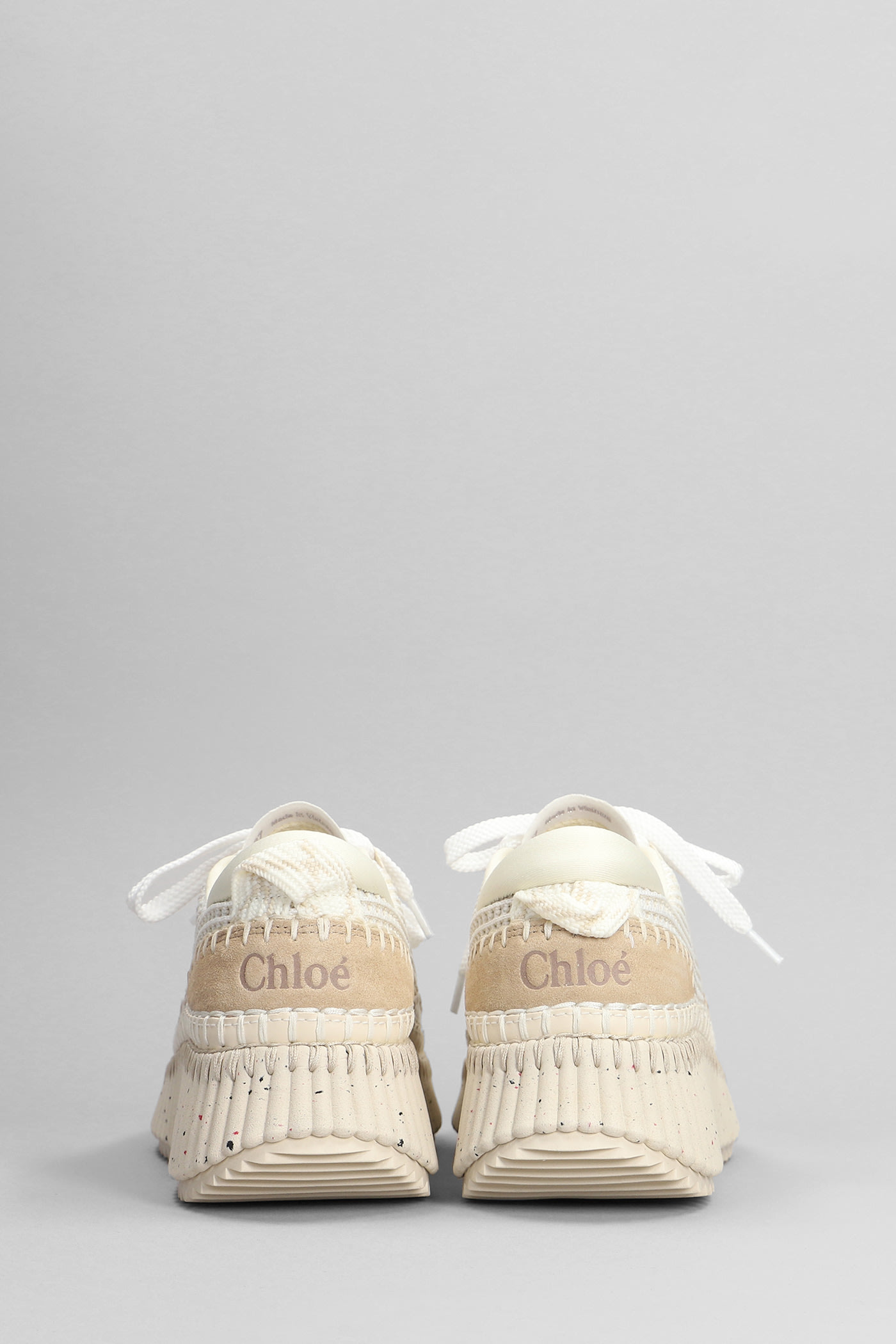 Shop Chloé Nama Sneakers In Beige Cotton