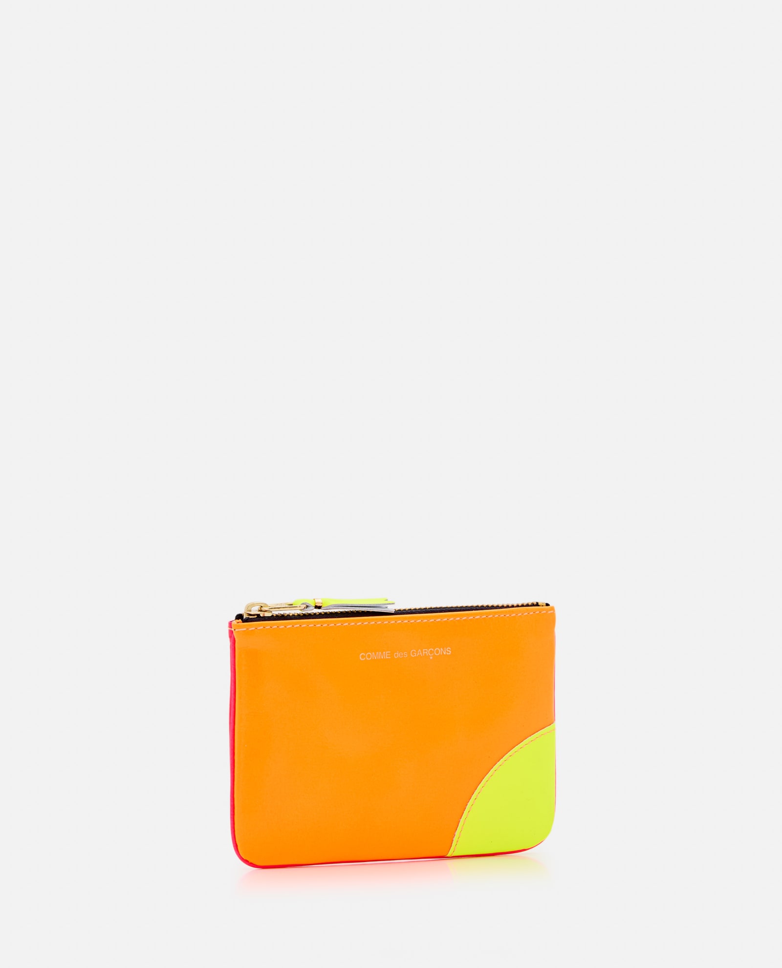 Shop Comme Des Garçons Play Super Fluo Leather Line Wallet In Orange