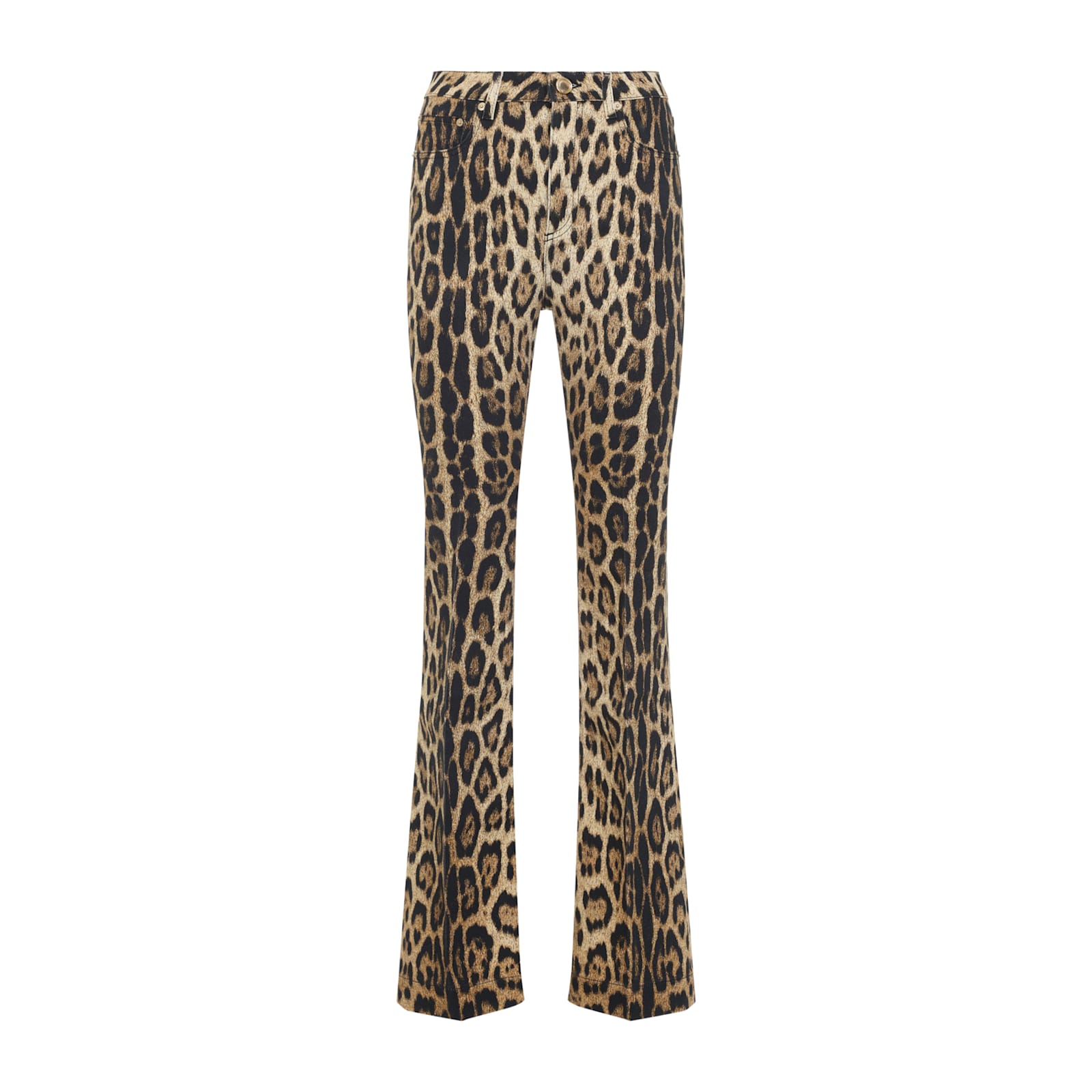 Roberto Cavalli Animalier-printed Bootcut Jeans In Brown