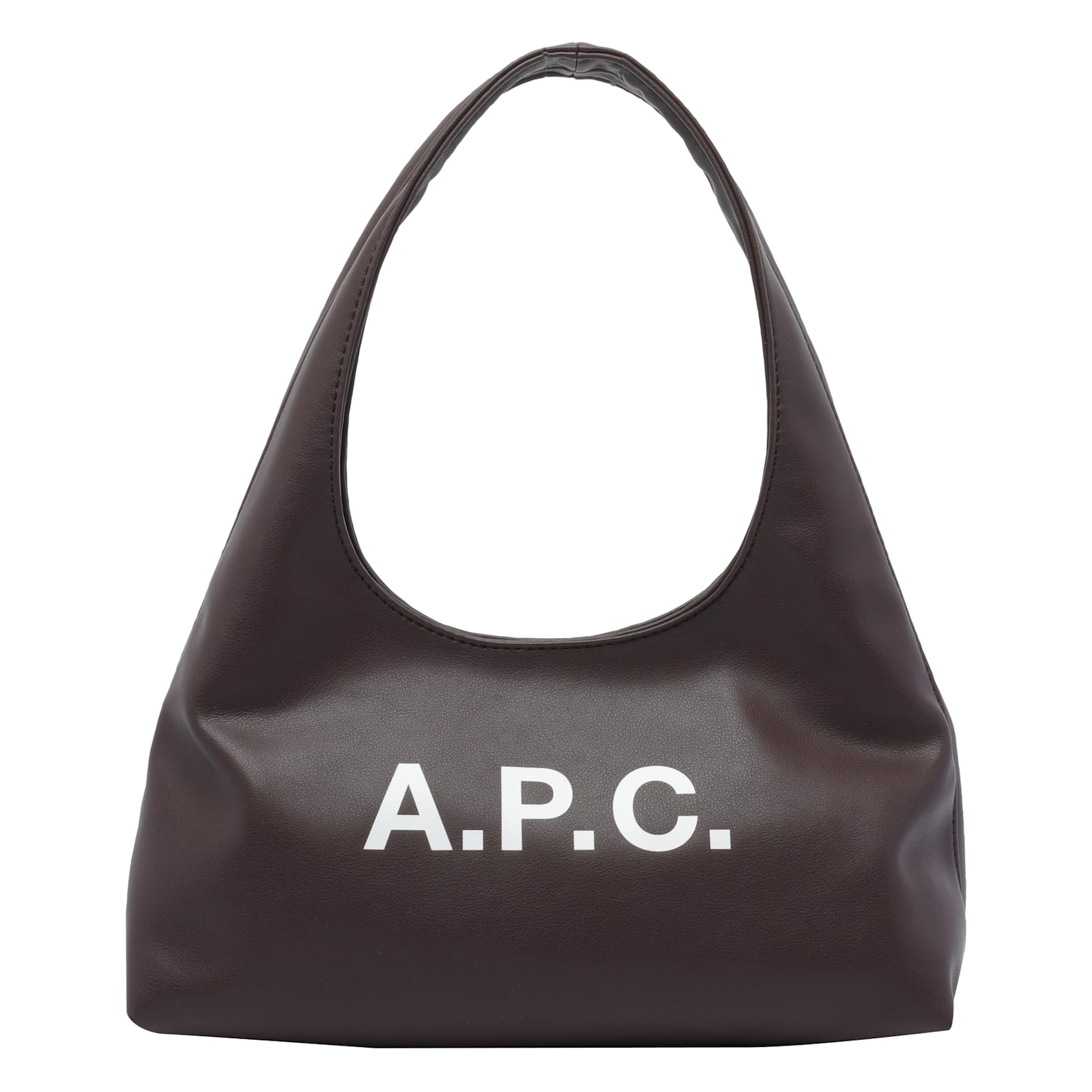 Apc A.p.c. Dark Brown Synthetic Leather Small Ninon Shoulder Bag In Brown