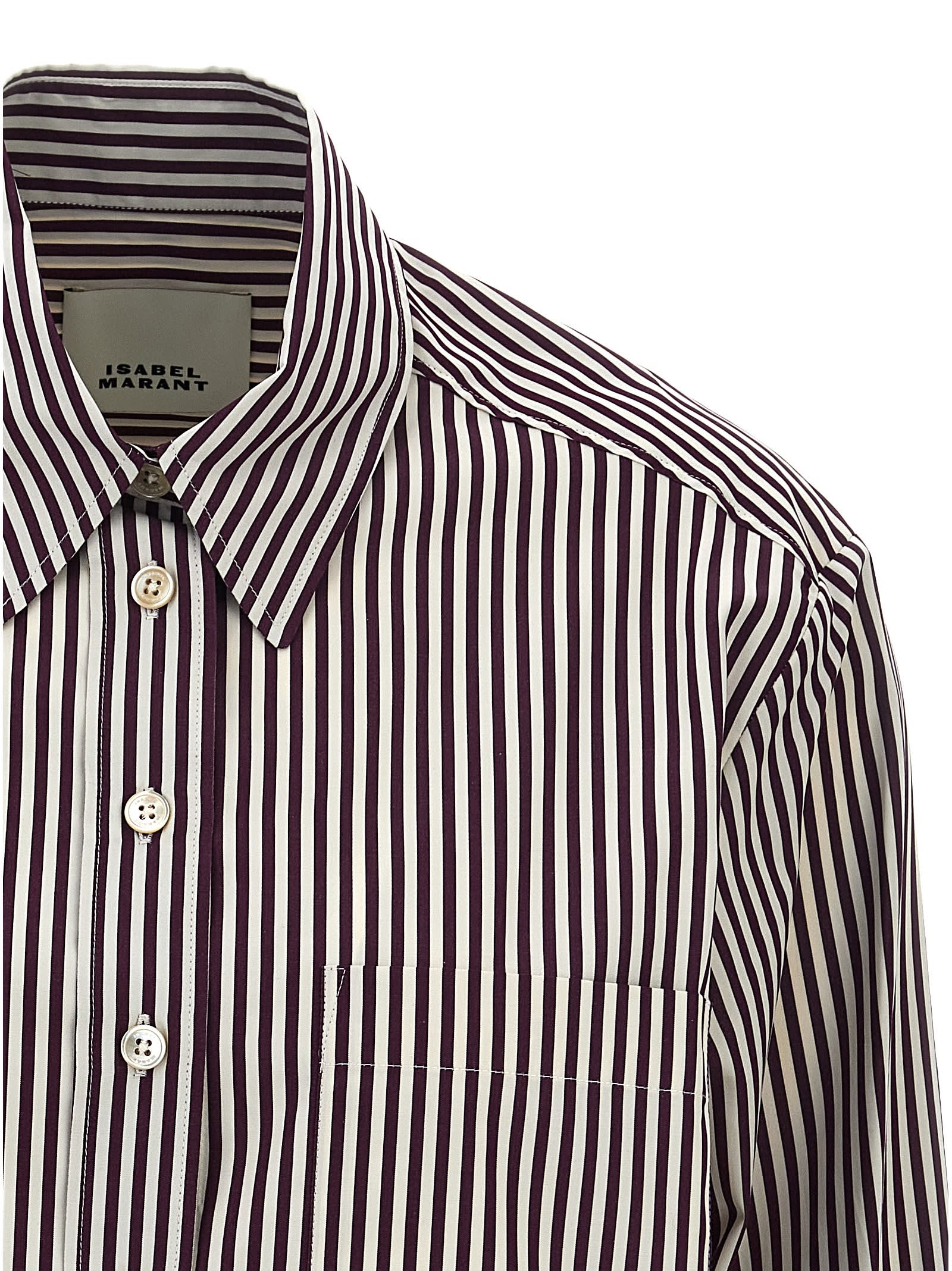 Isabel Marant Maroon Fleora Cropped Shirt In Gray