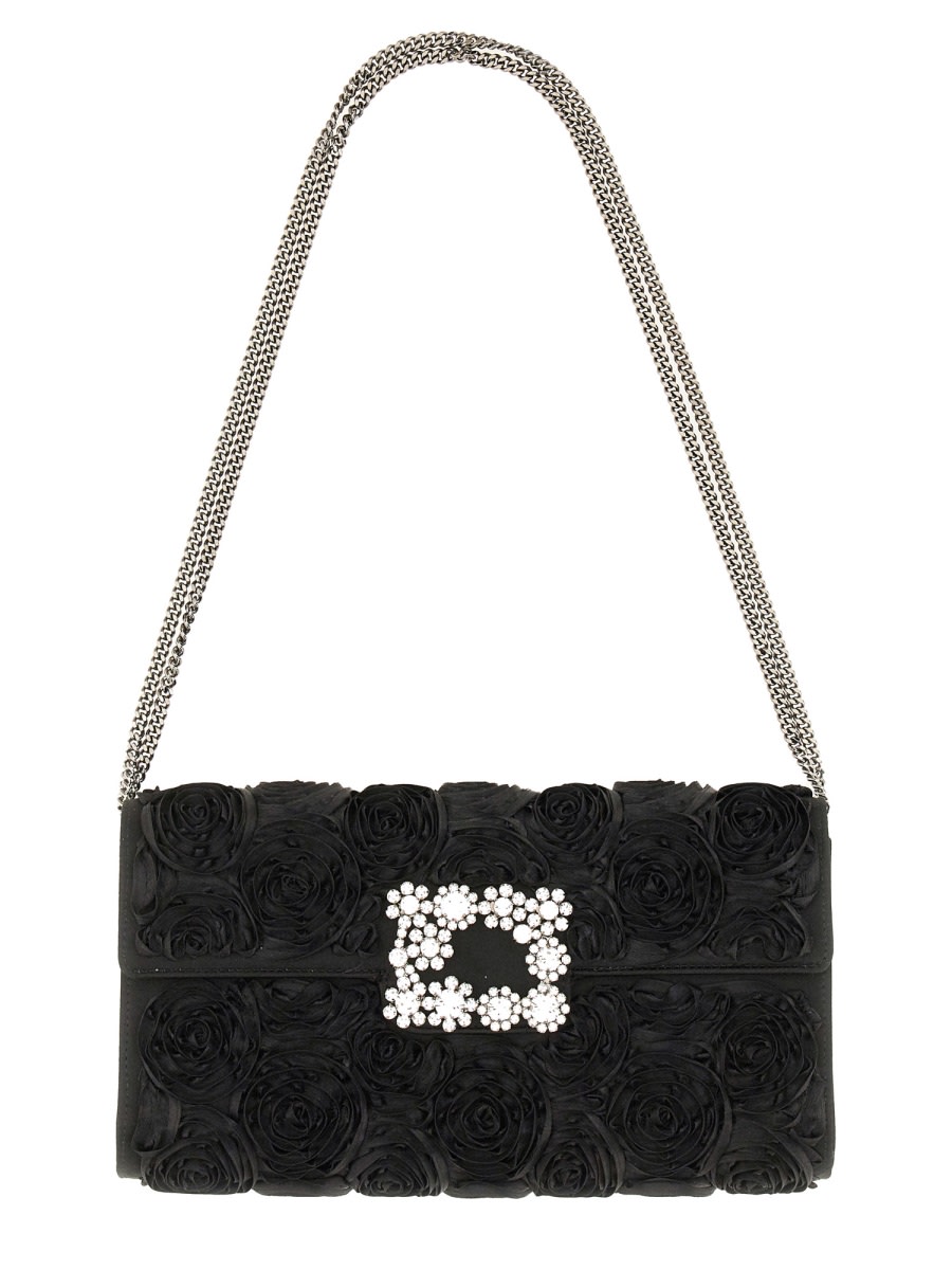Roger Vivier Efflorescence Clutch Bag In Black