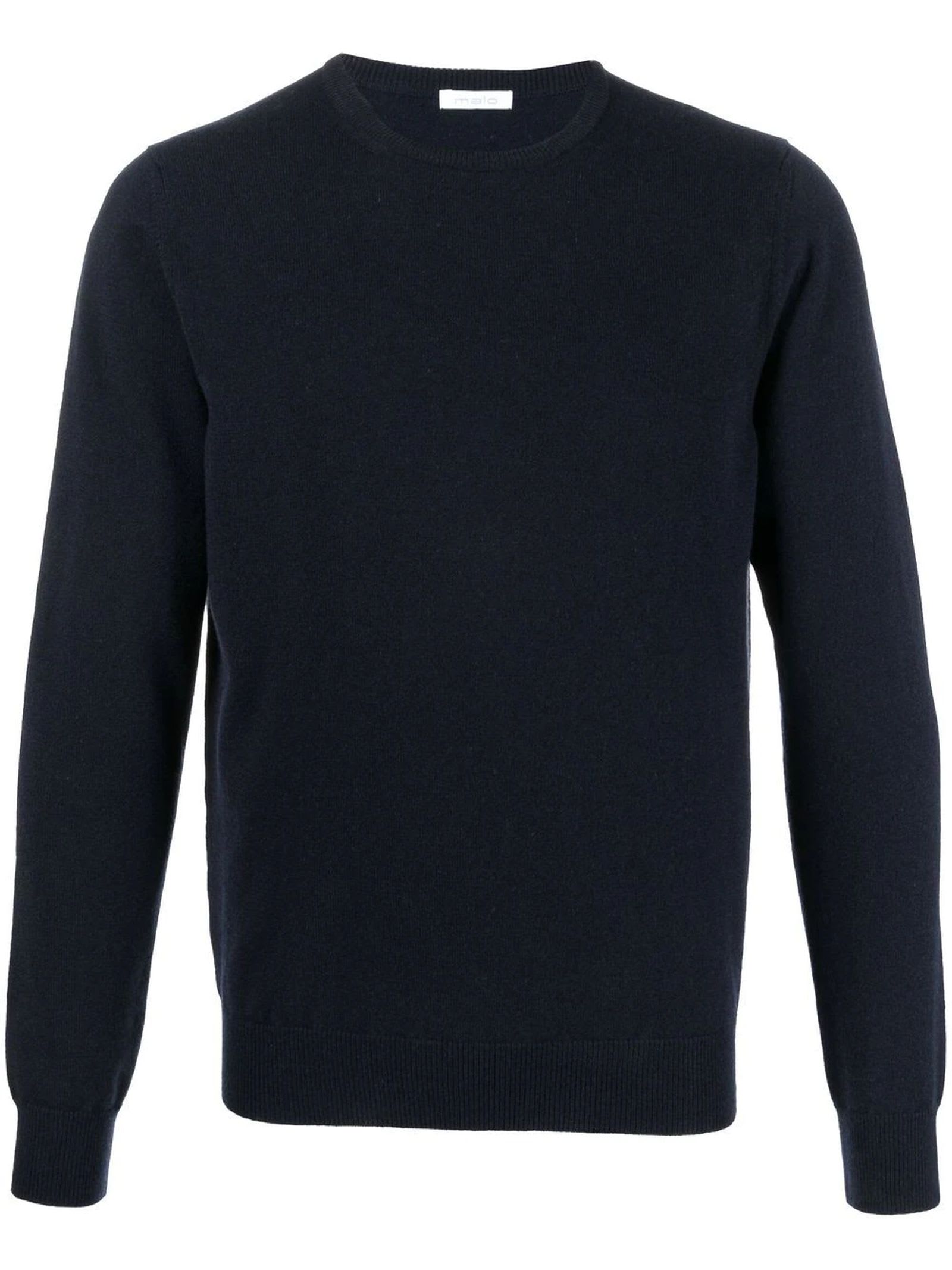 Shop Malo Navy Blue Cashmere Jumper