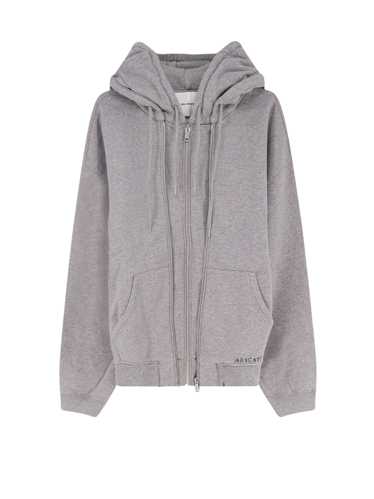 Axel Arigato Cotton Hooded Sweatshirt Featuring Pockets In Gray