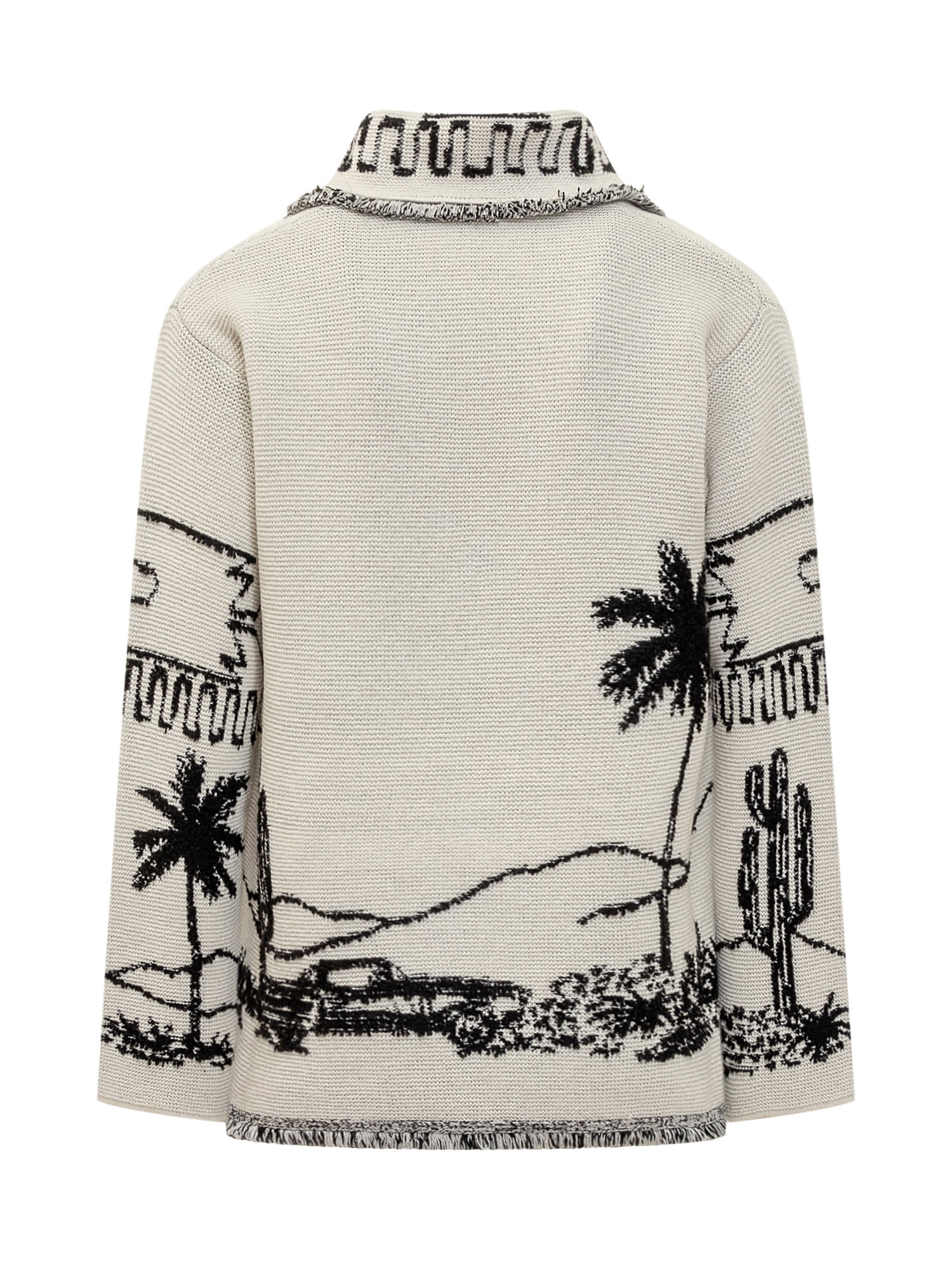 Shop Alanui The Desert Cardigan In White/black