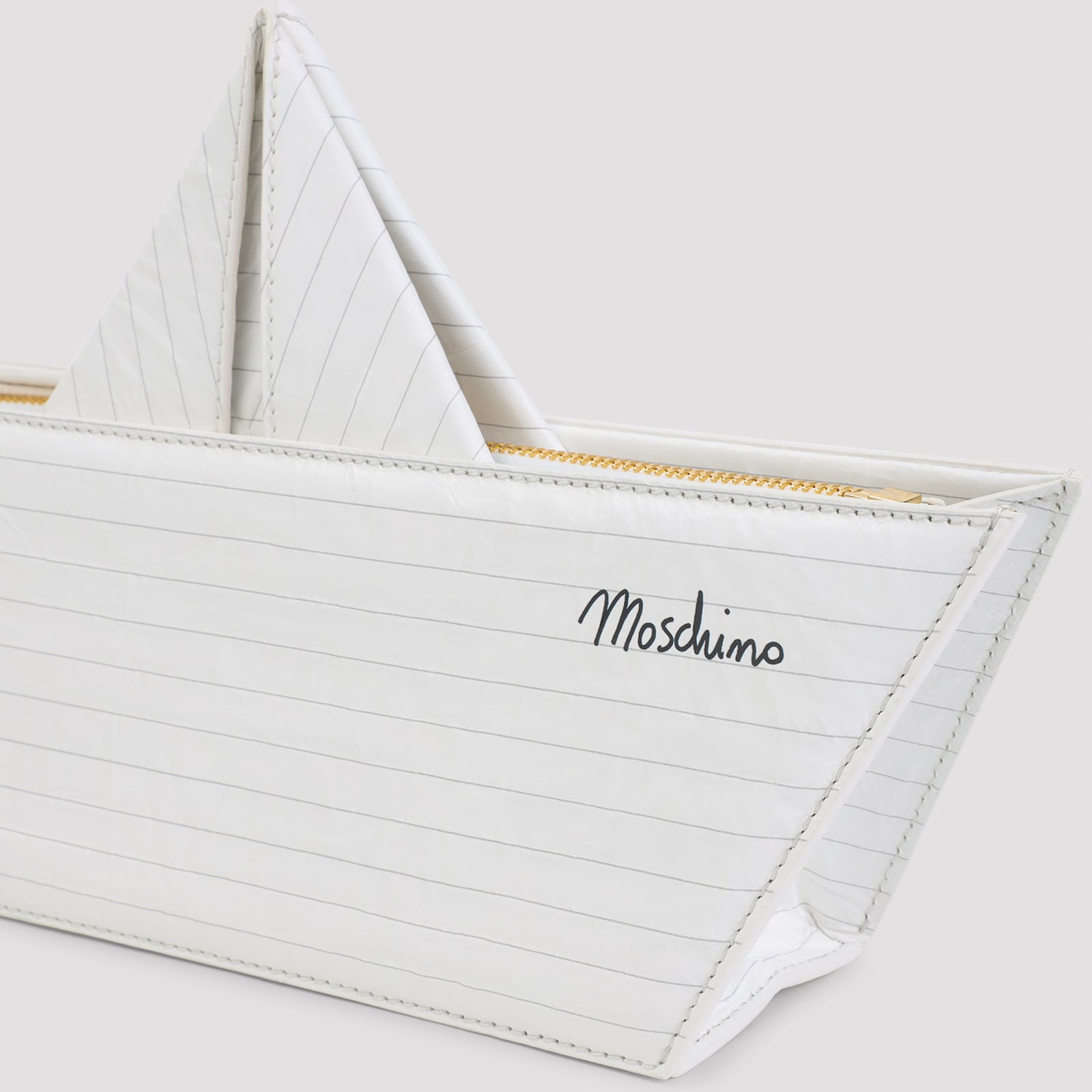 Moschino Paper Boat-inspired Shoulder Bag In Smooth Goat Leather