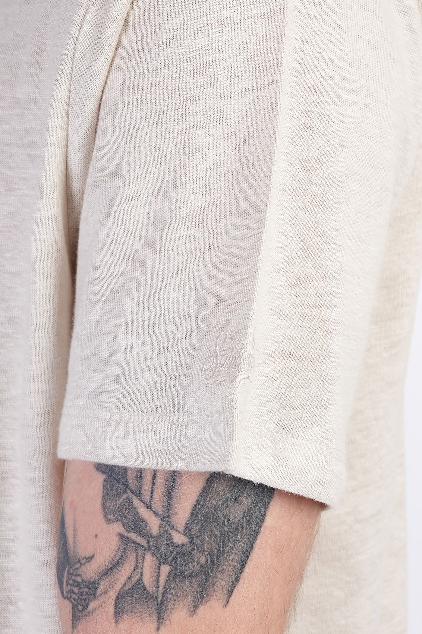 Mc2 Saint Barth Ecstasea N T-shirt In Taupe Linen In White