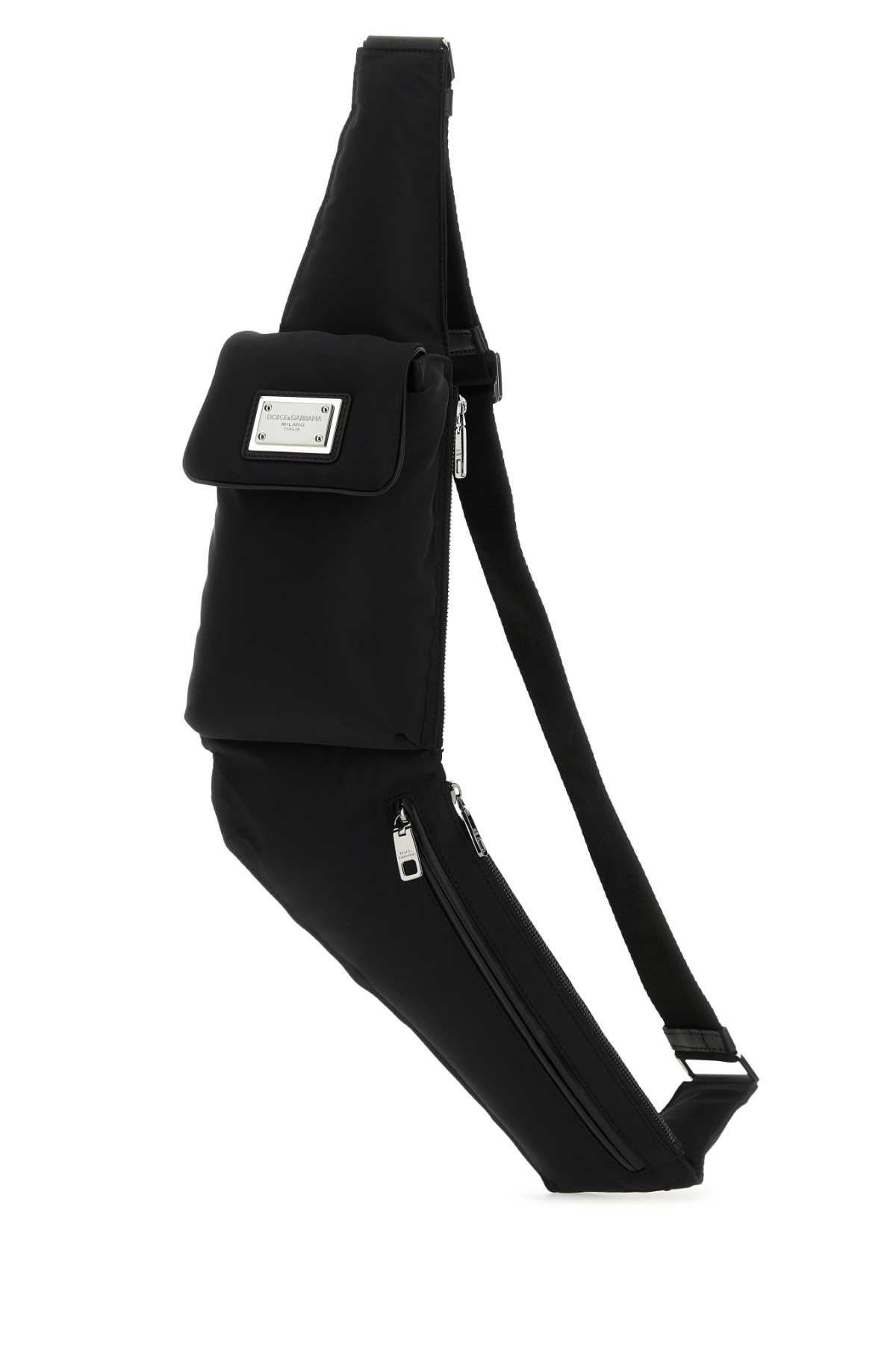 Dolce & Gabbana Black Nylon Belt Bag In 8b956