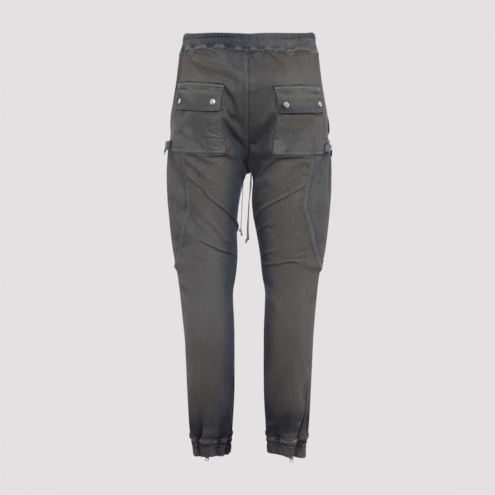 Rick Owens Elastic Waist Cargo Trousers Featuring Pockets In Black