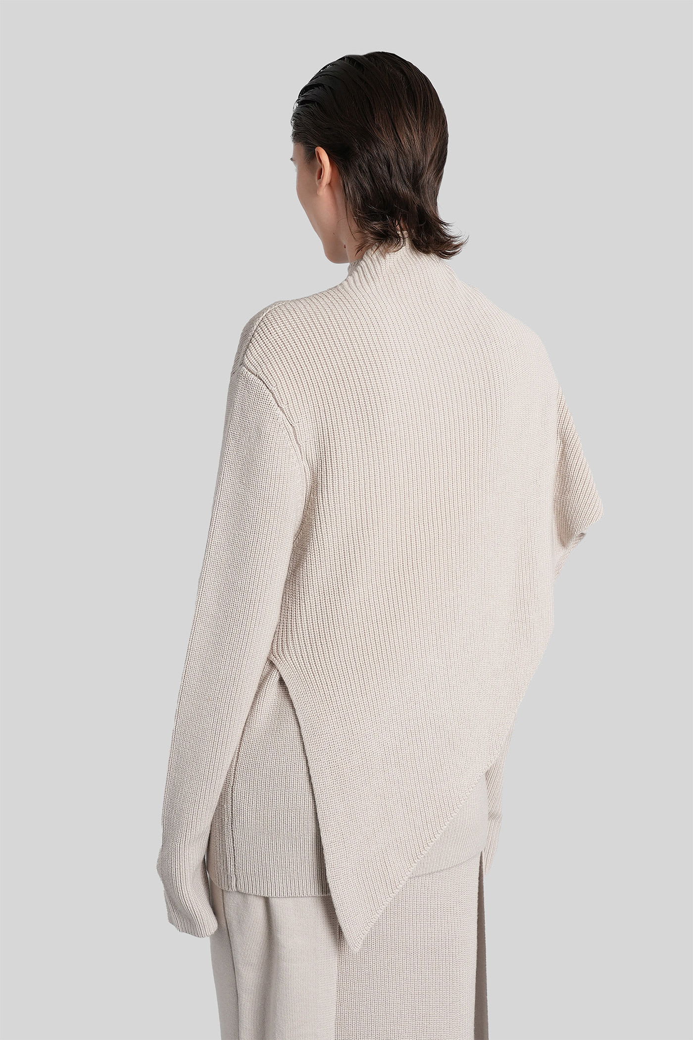 Entire Studios Wrap Sweater Knitwear In Grey Wool In Neutral